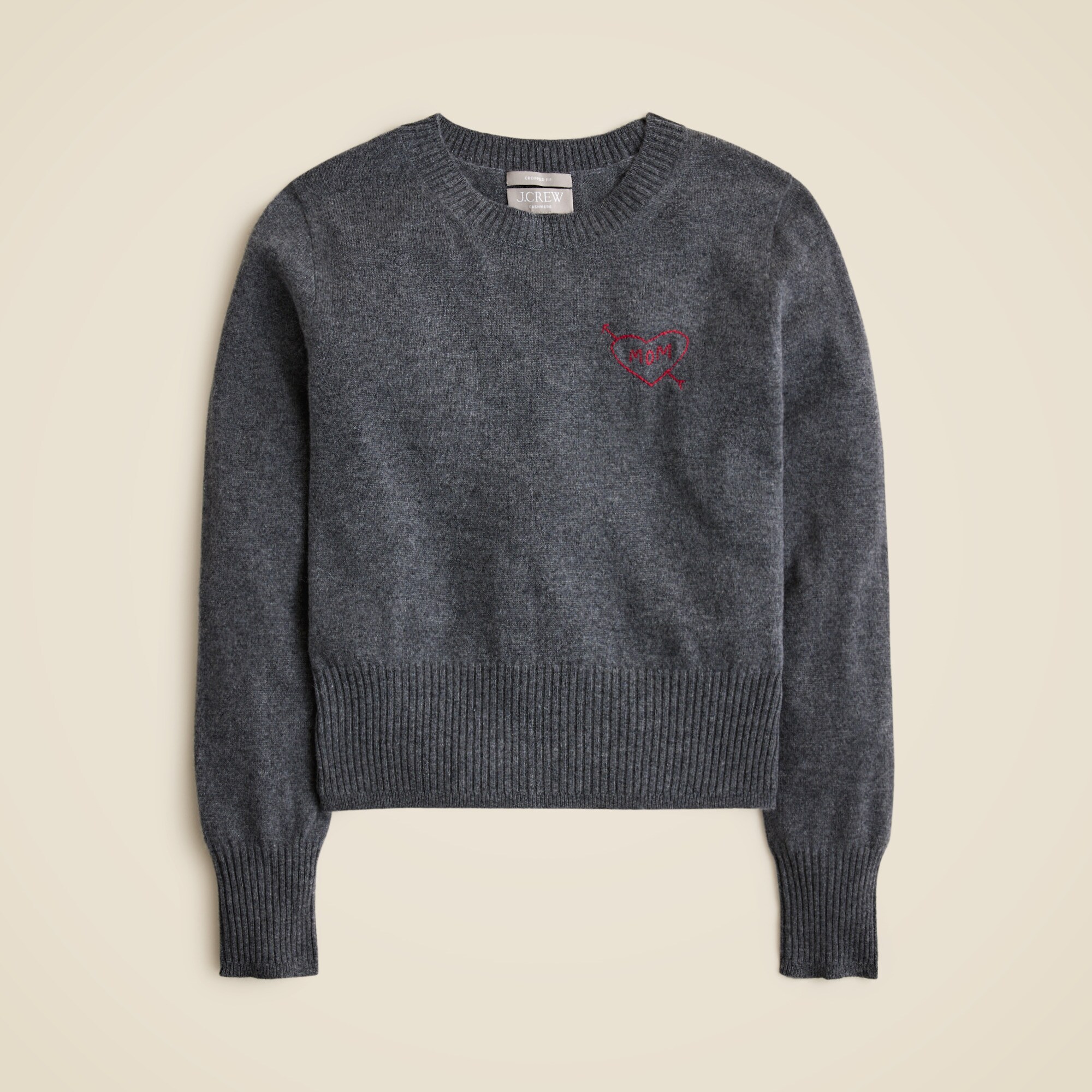 Embroidered Cashmere Shrunken Crewneck Sweater For Women | J.Crew