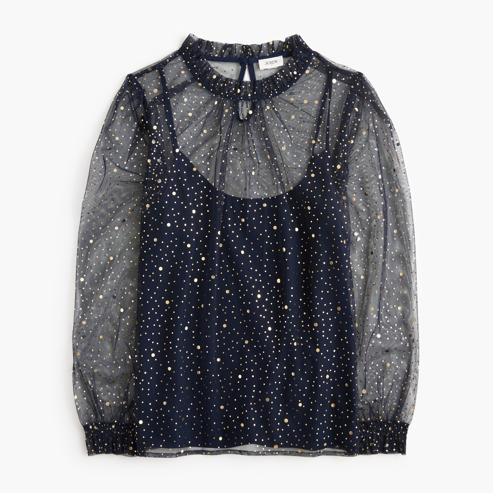 Sparkle tulle ruffleneck top