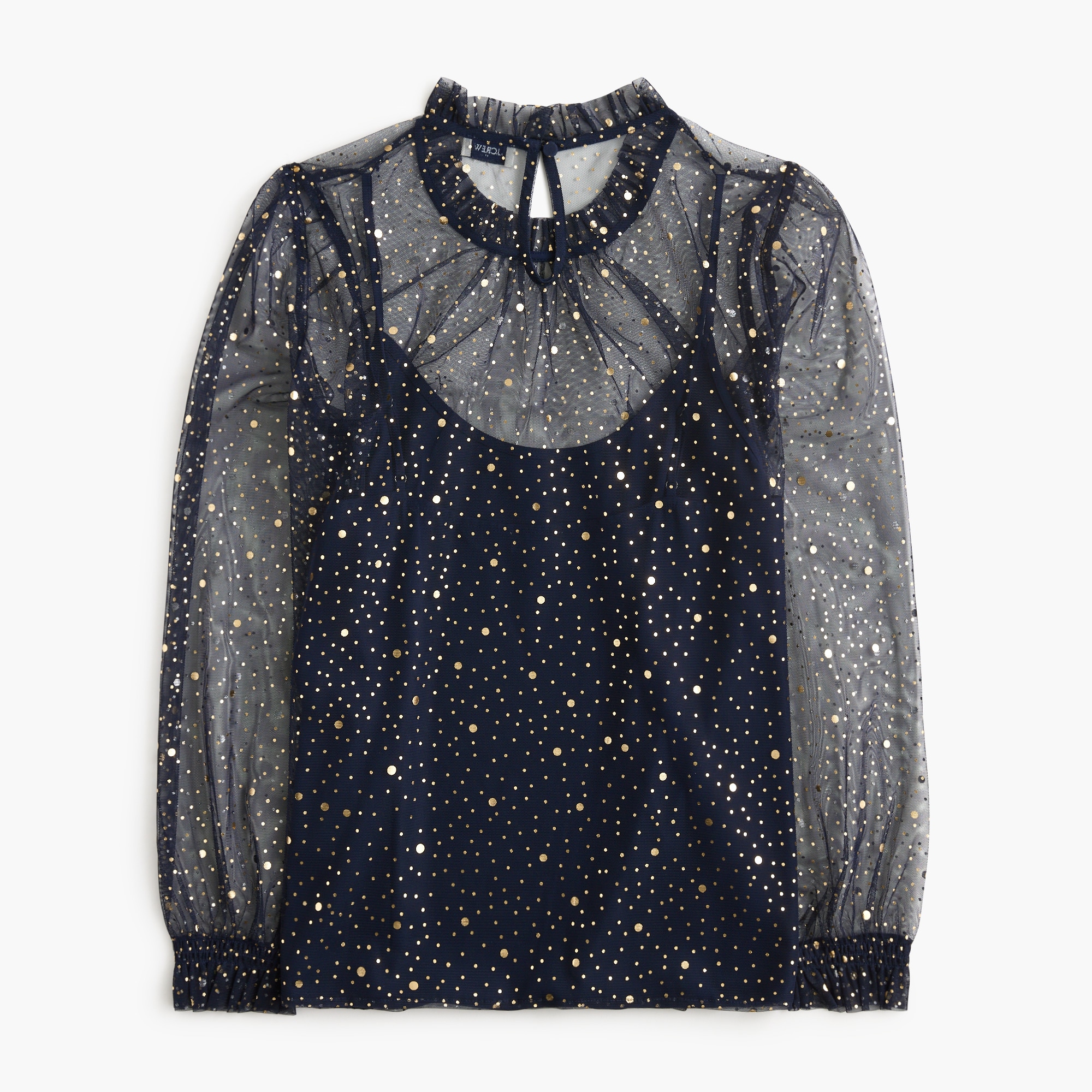 Sparkle tulle ruffleneck top