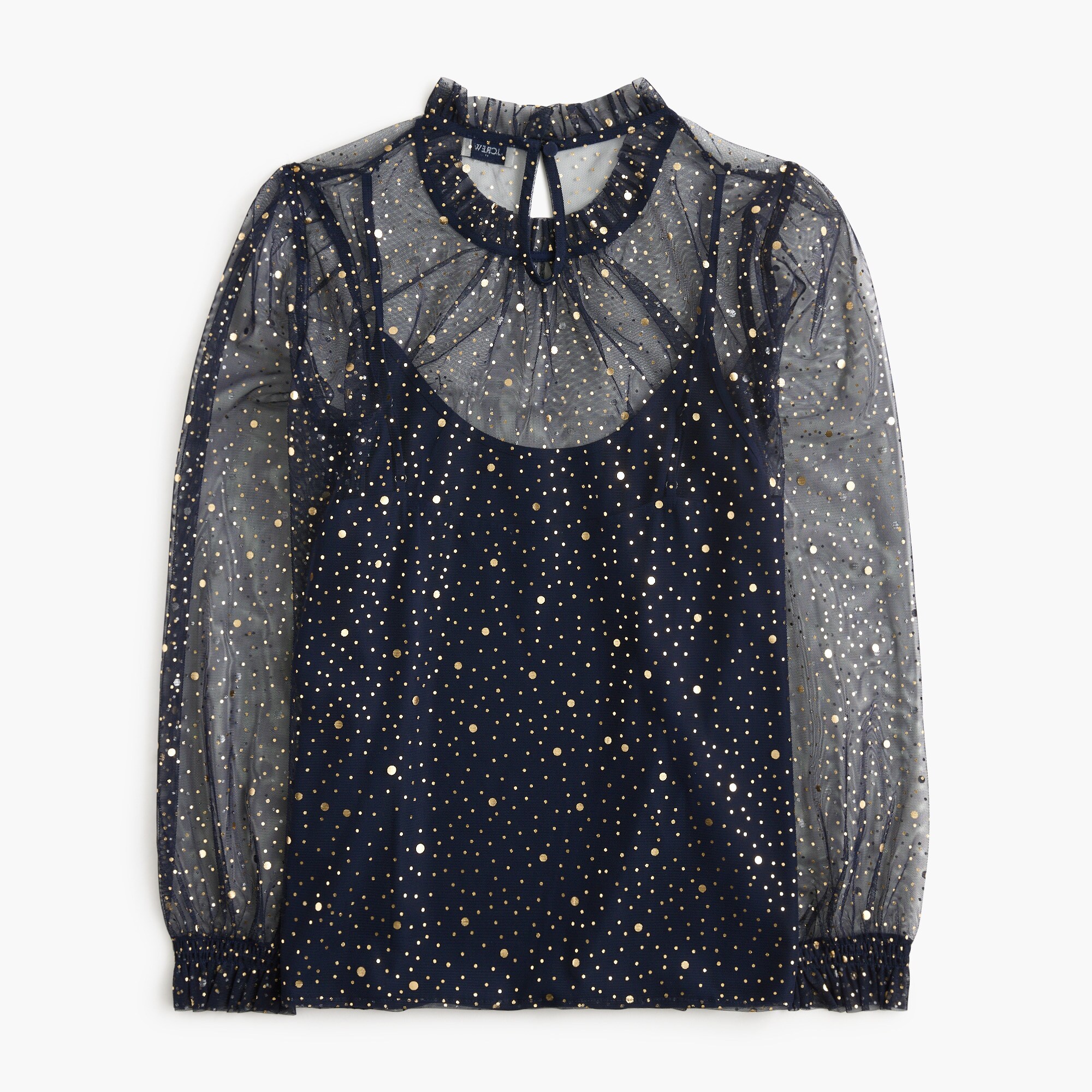 Sparkle tulle ruffleneck top