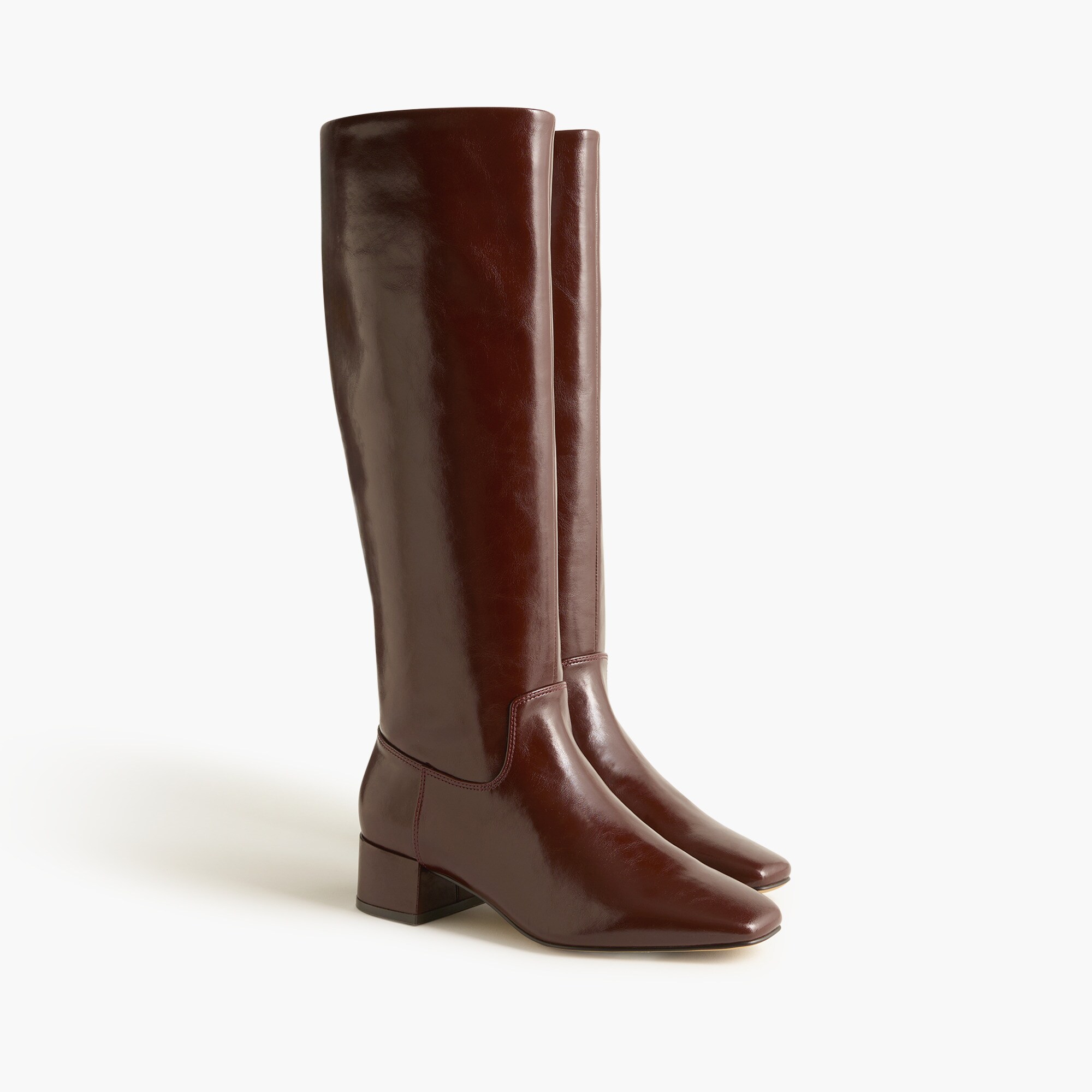 square-toe tall leather boots for women