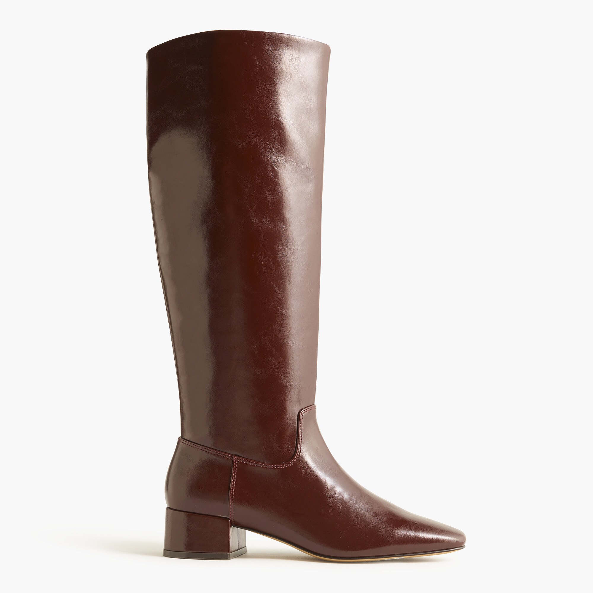 Square-toe tall leather boots