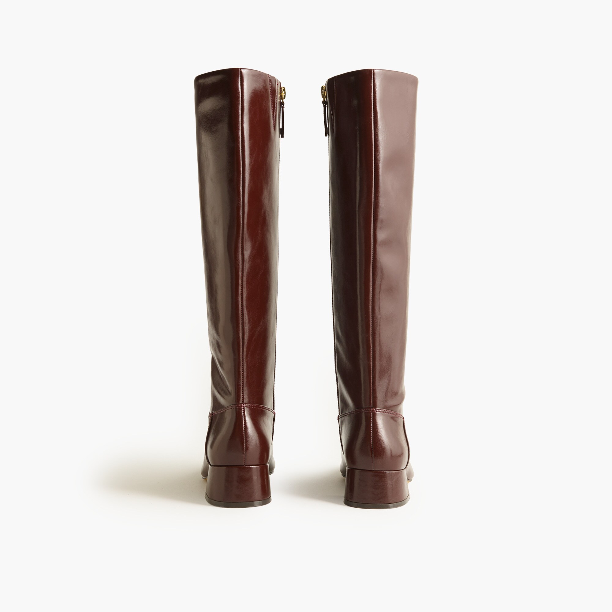 Square-toe tall leather boots
