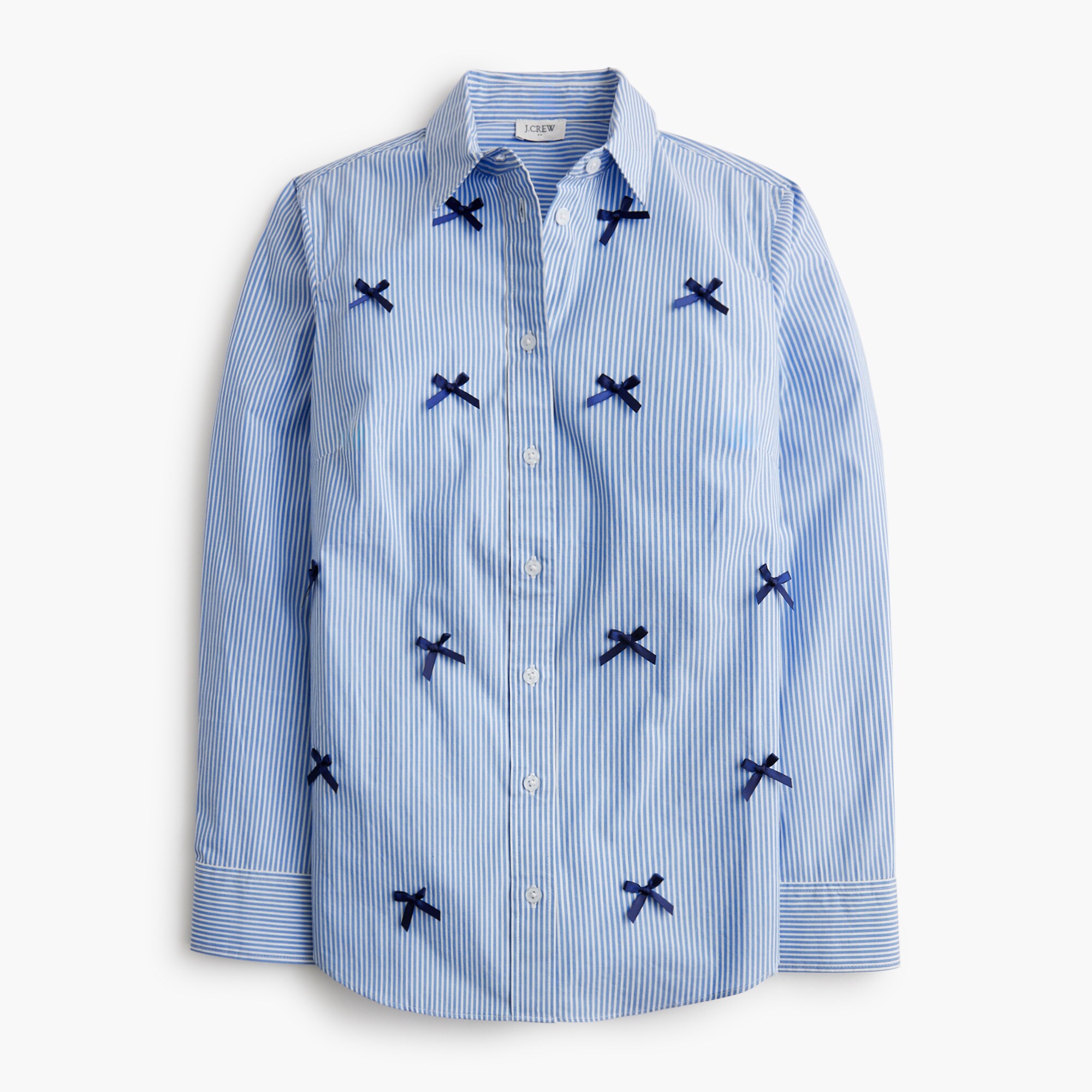 Striped bow button-up shirt