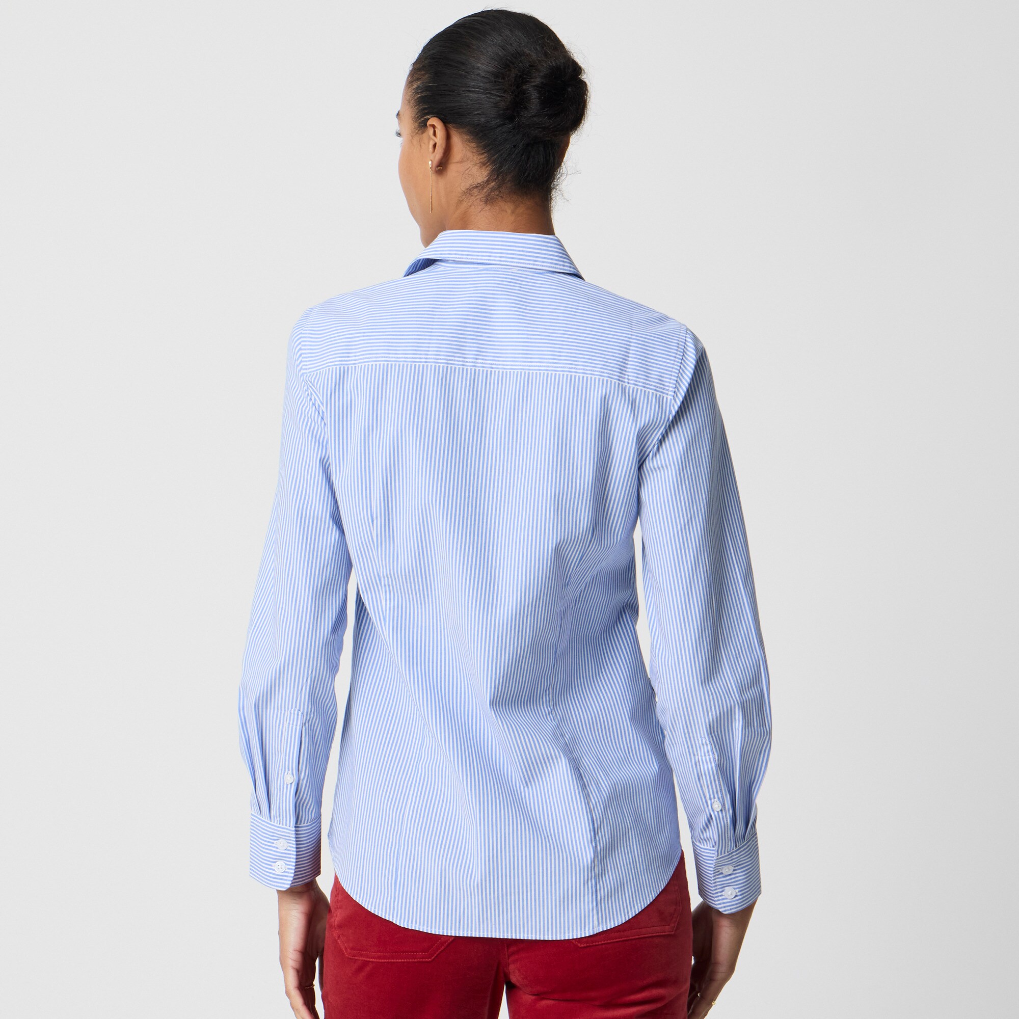 Striped bow button-up shirt