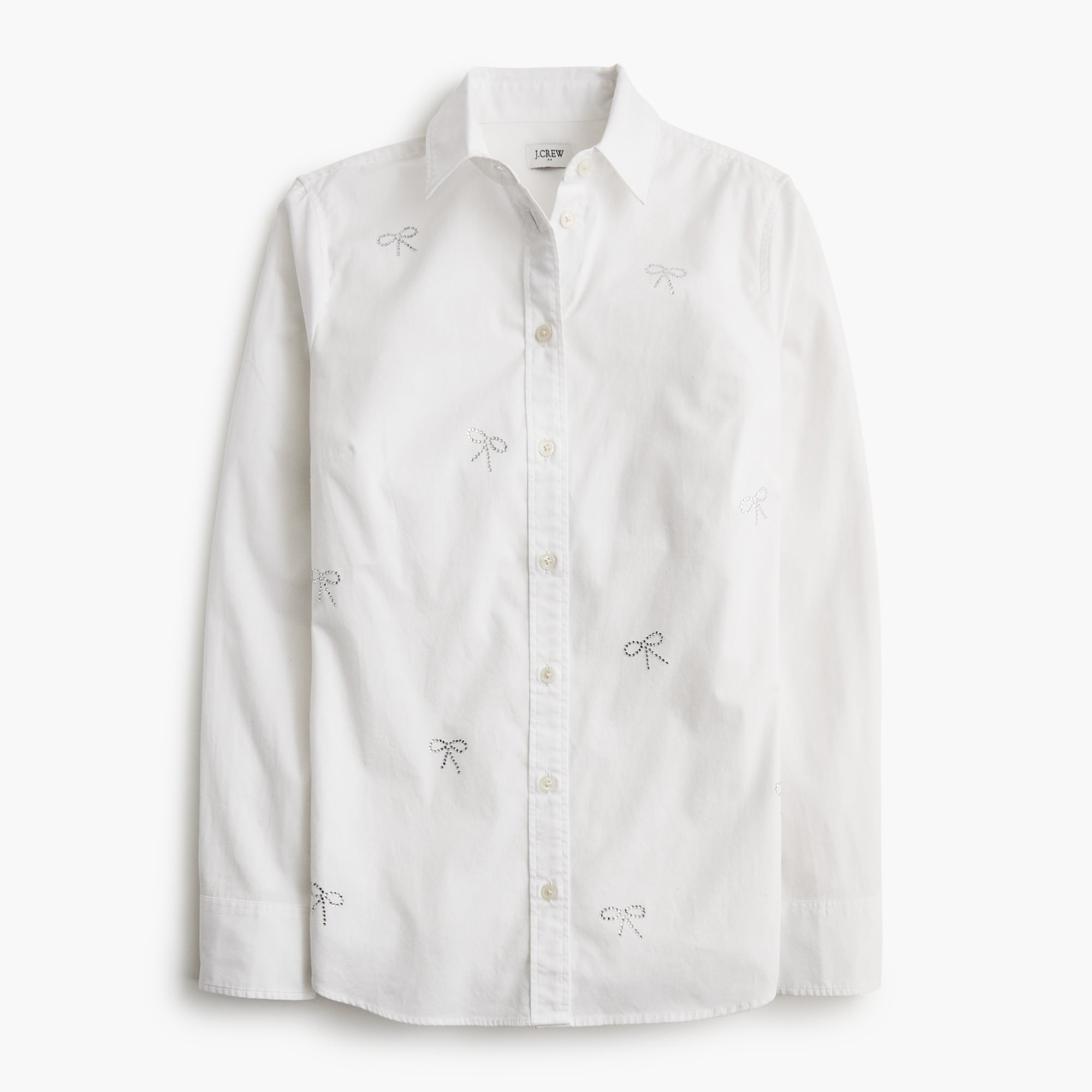  Jeweled-bow button-up shirt