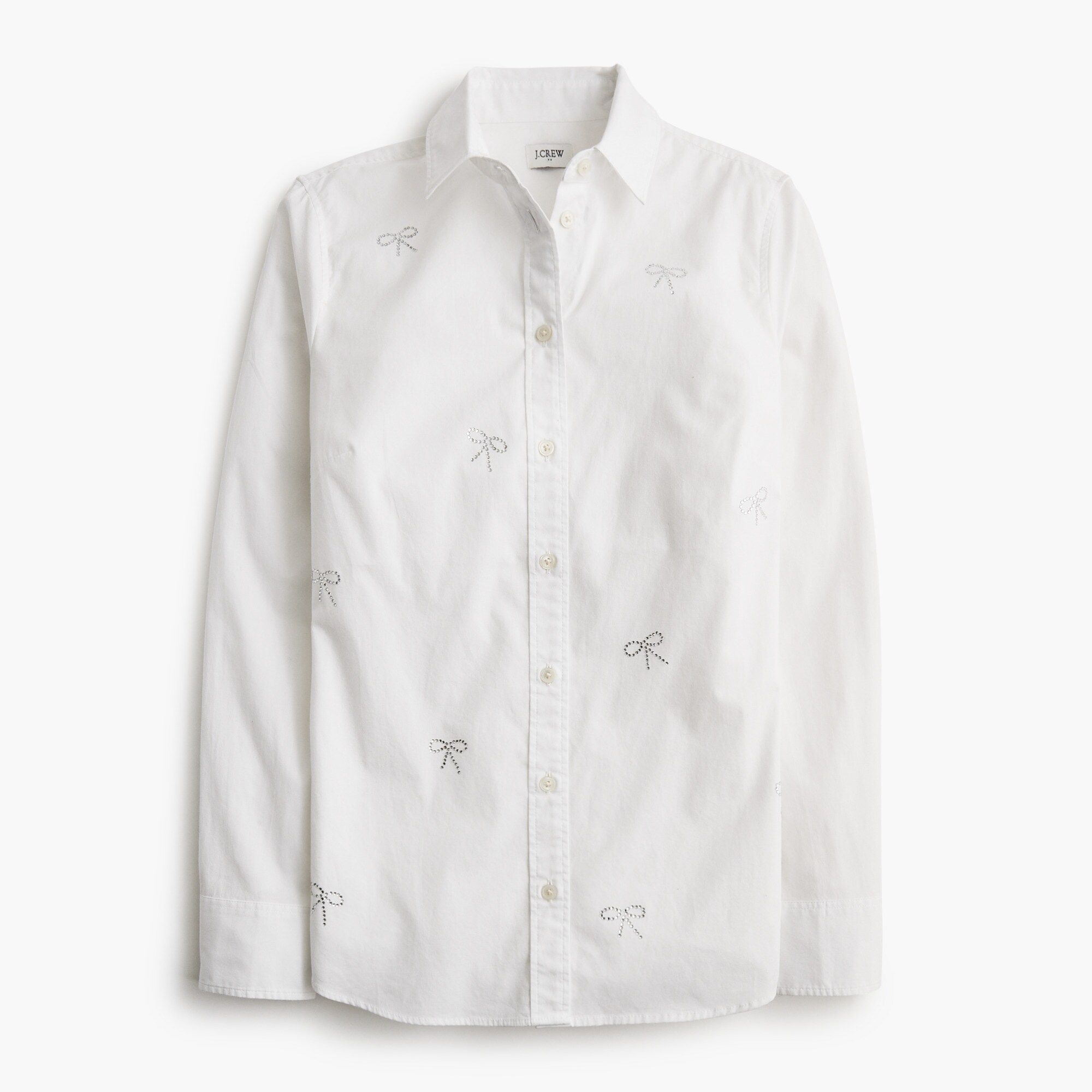  Jeweled-bow button-up shirt