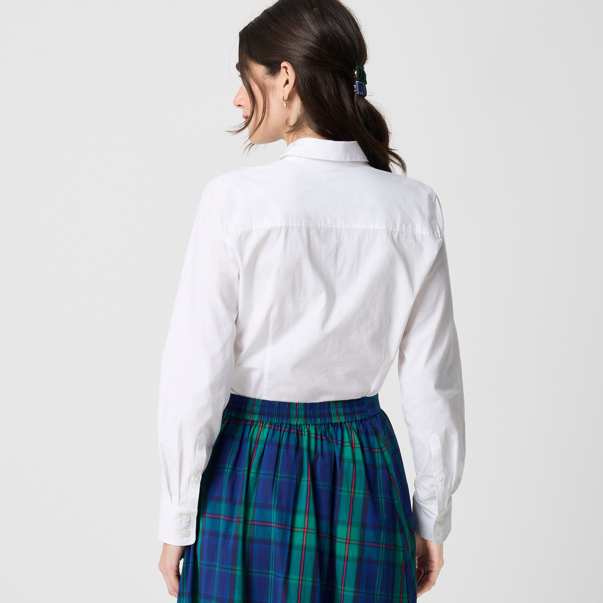 Jeweled-bow button-up shirt