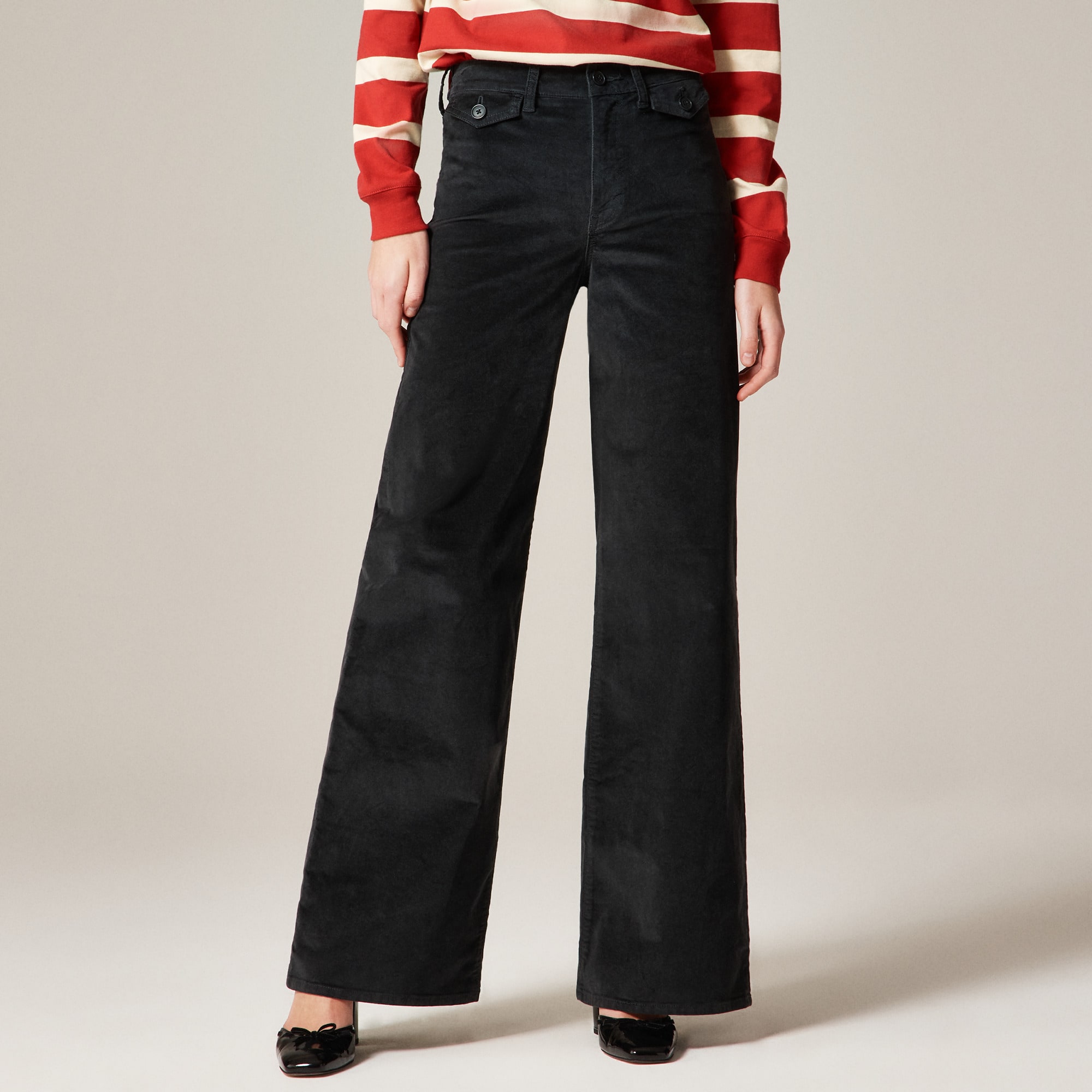 Wide-leg trouser in washed velvet - thumbnail 2