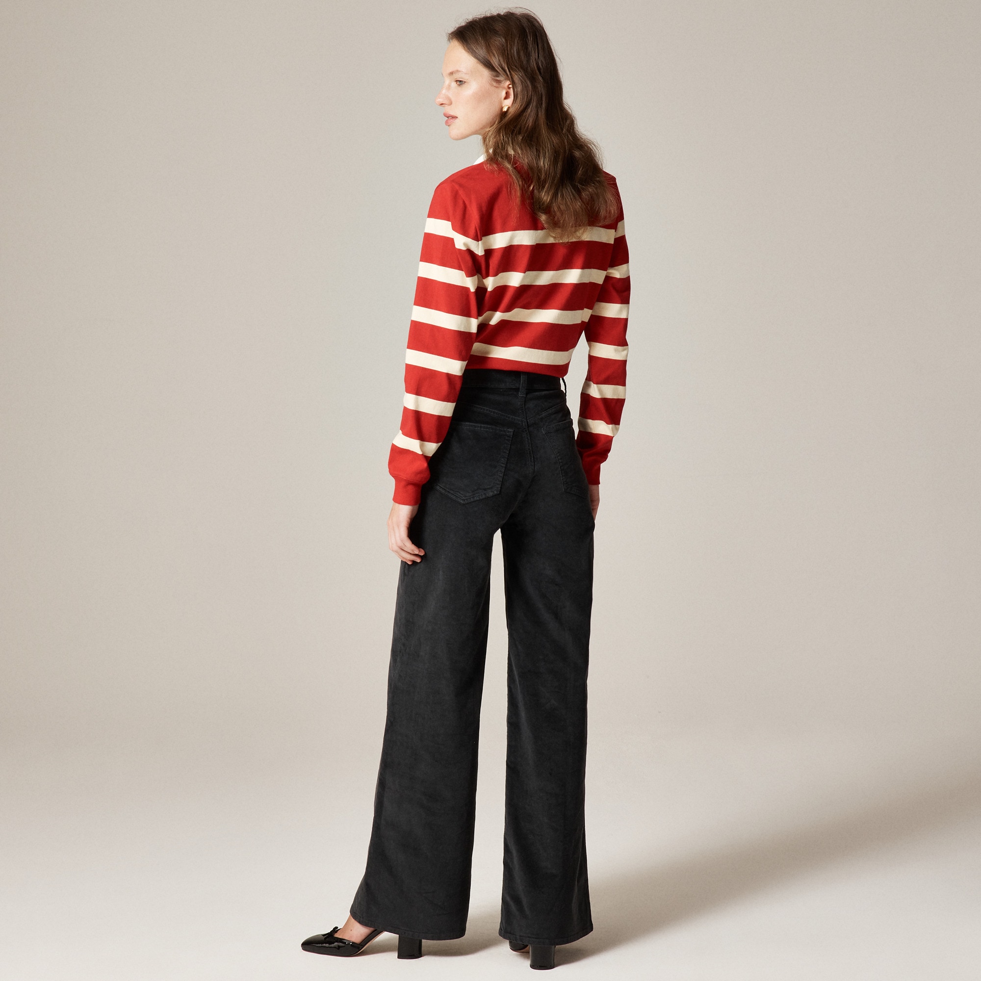 Wide-leg trouser in washed velvet