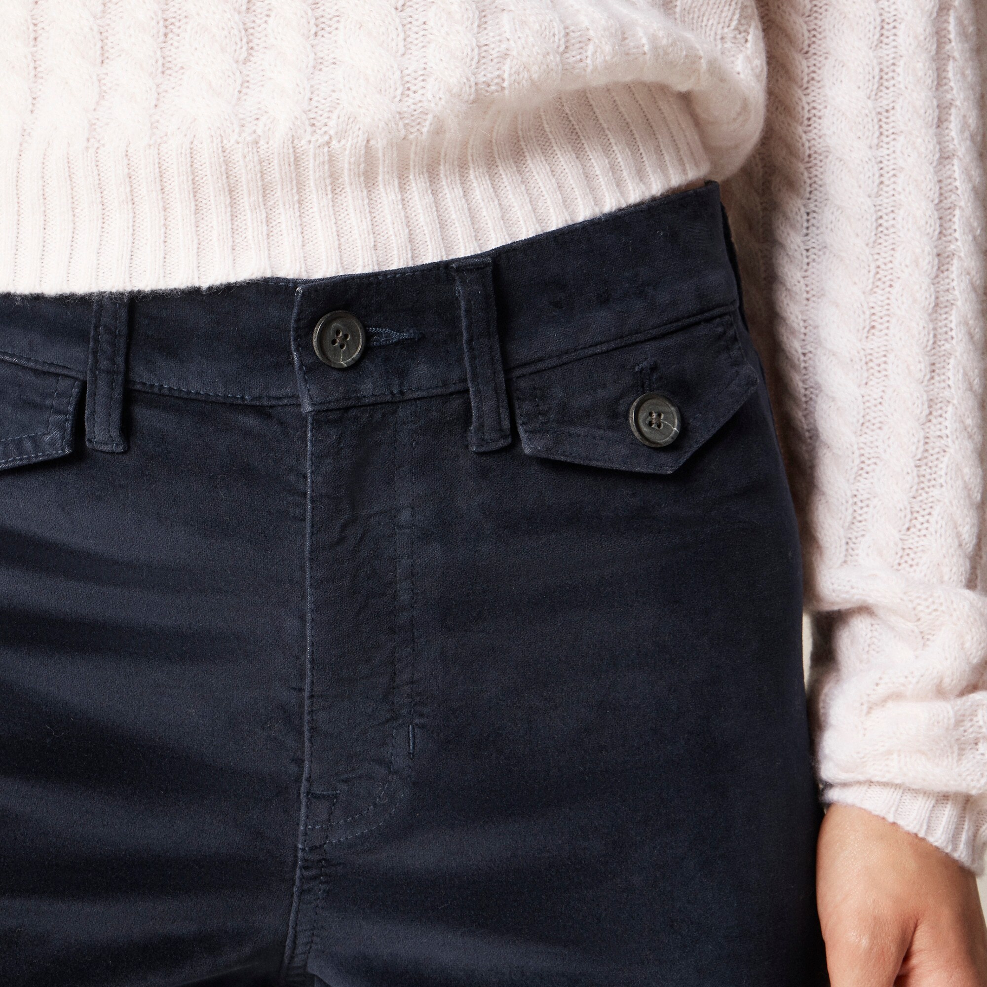 Petite wide-leg trouser in washed velvet