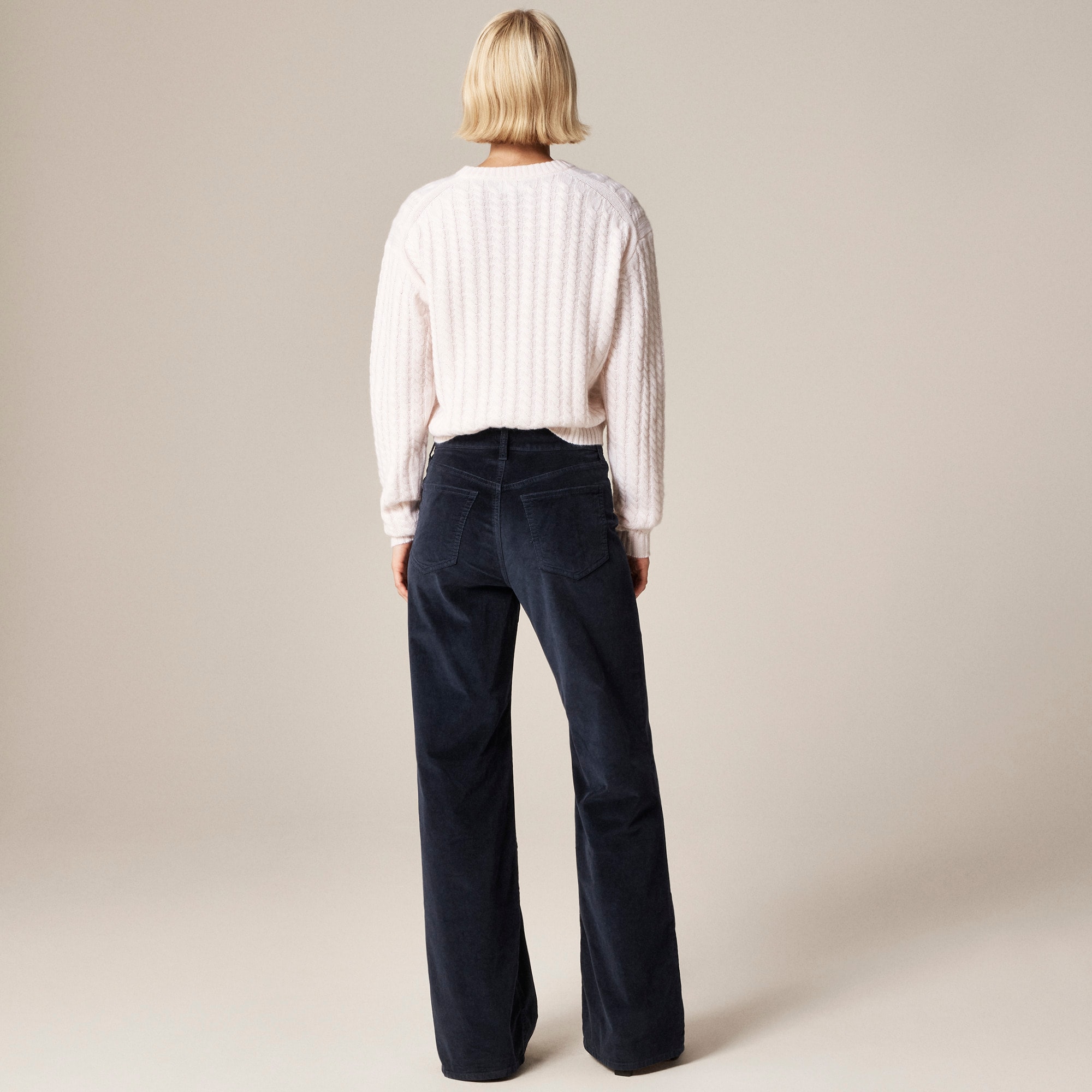 Petite wide-leg trouser in washed velvet