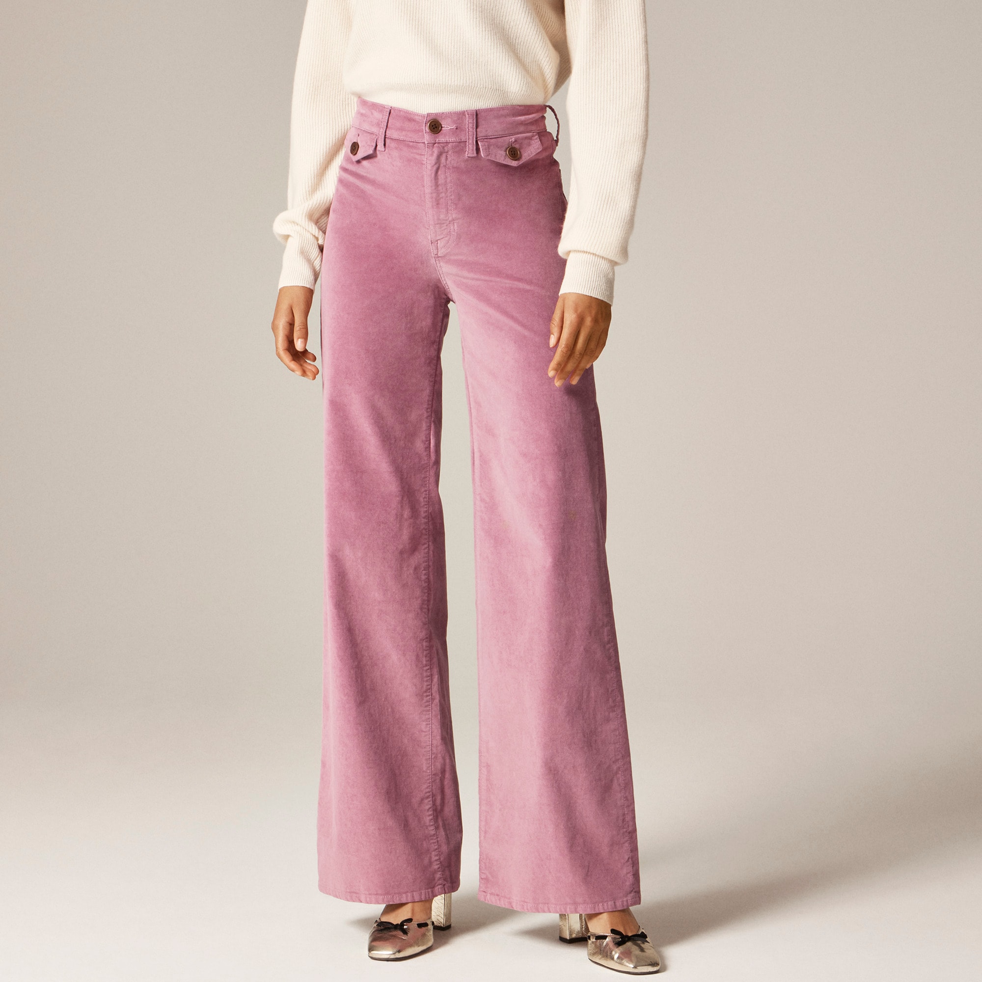Wide-leg trouser in washed velvet