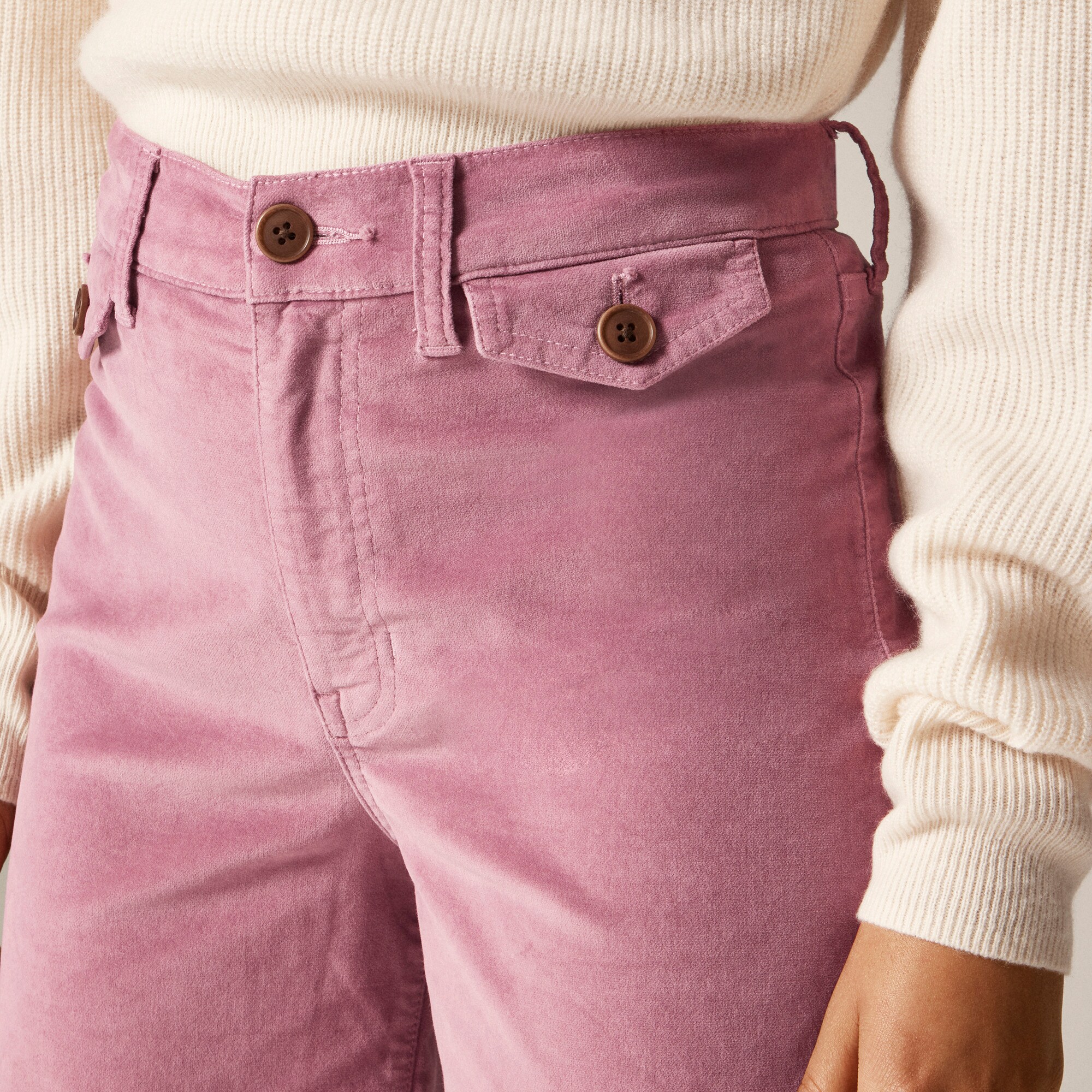 Wide-leg trouser in washed velvet