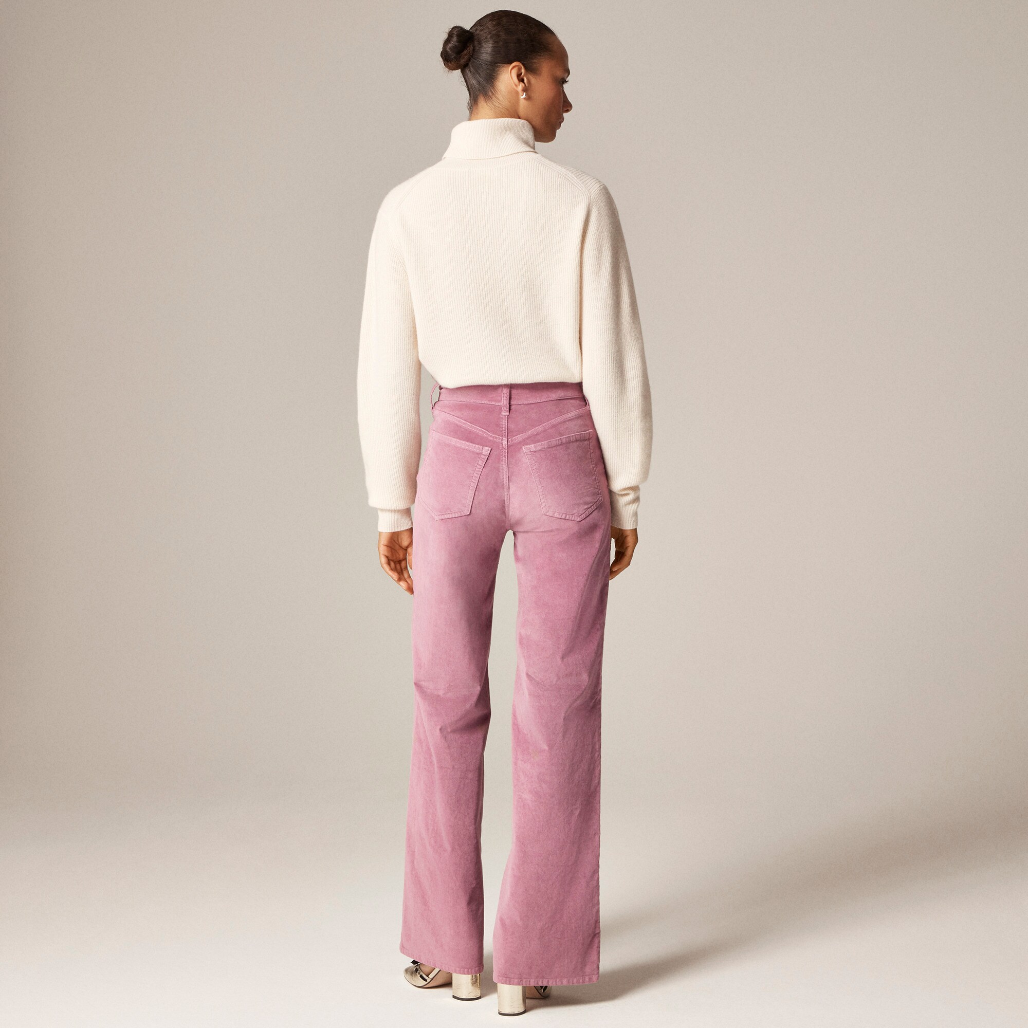 Wide-leg trouser in washed velvet
