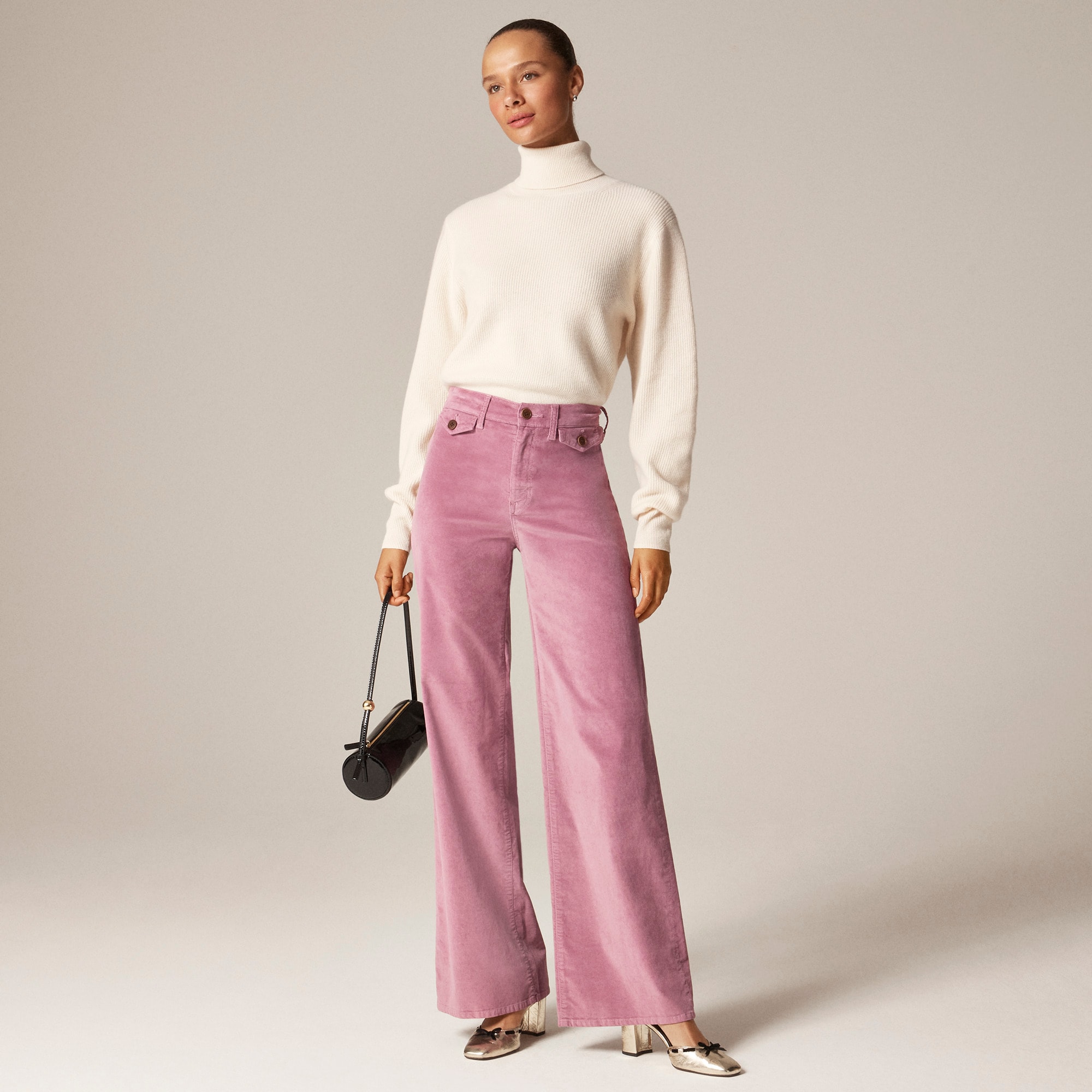 Wide-leg trouser in washed velvet