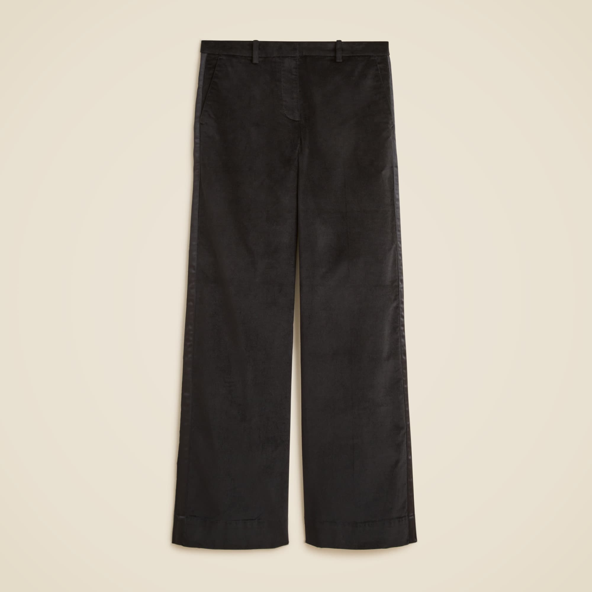 womens Wide-leg trouser with satin stripe in washed velvet