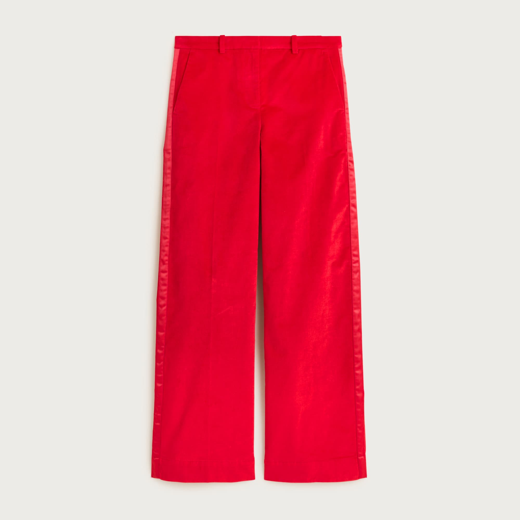  Wide-leg trouser with satin stripe in washed velvet