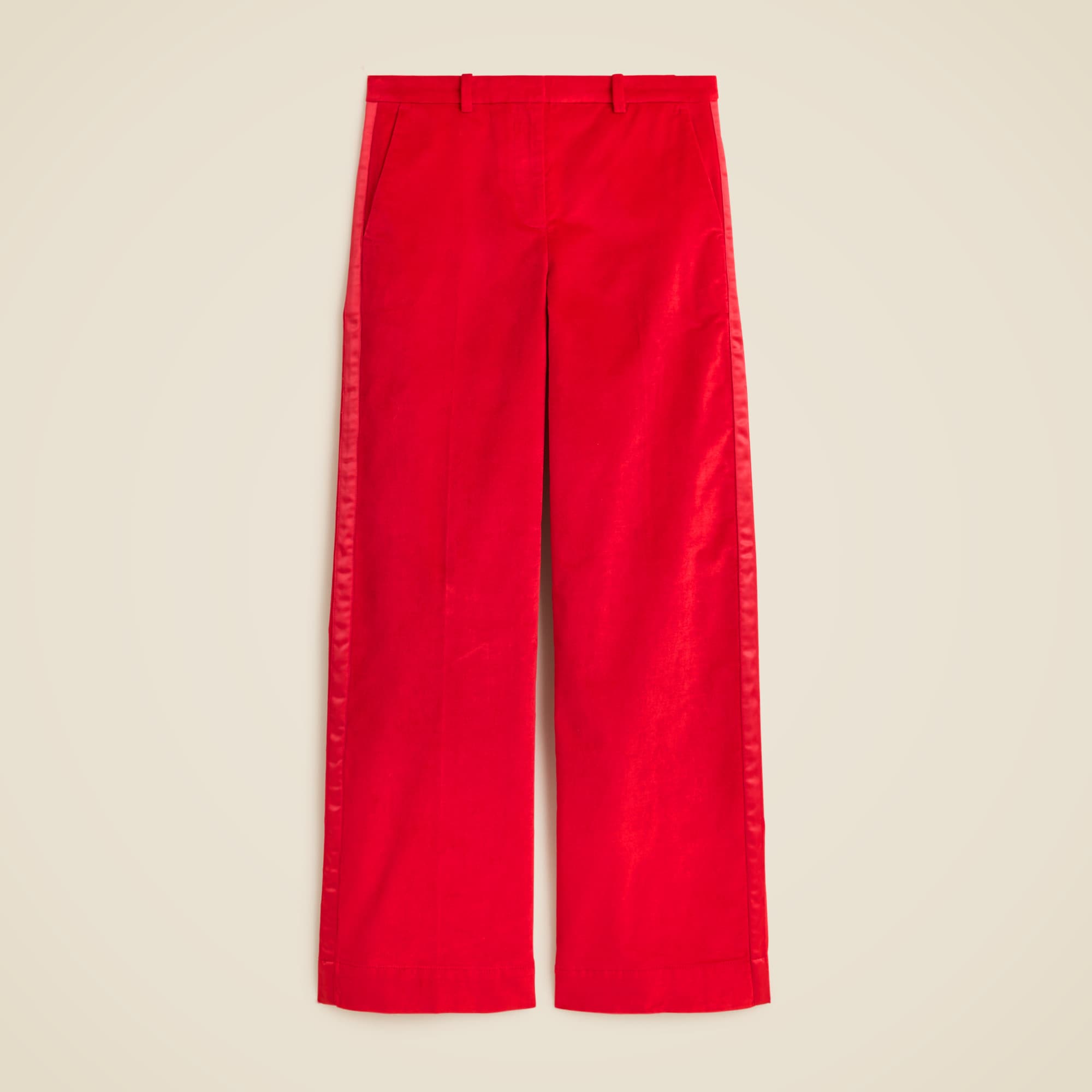 Wide-leg trouser with satin stripe in washed velvet