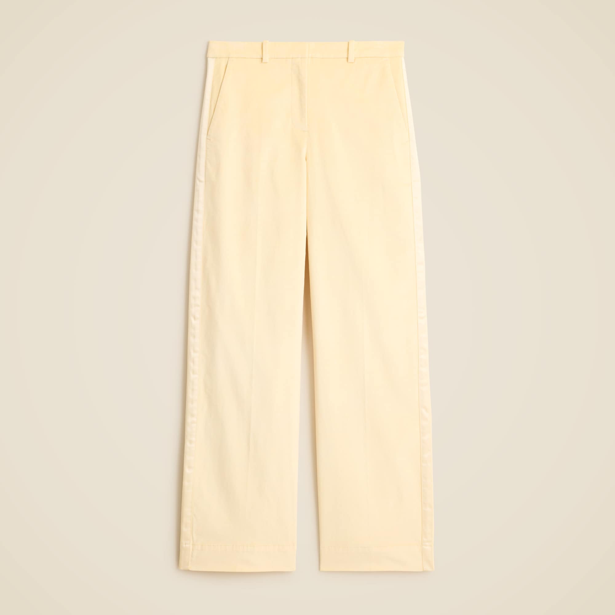 Wide-leg trouser with satin stripe in washed velvet