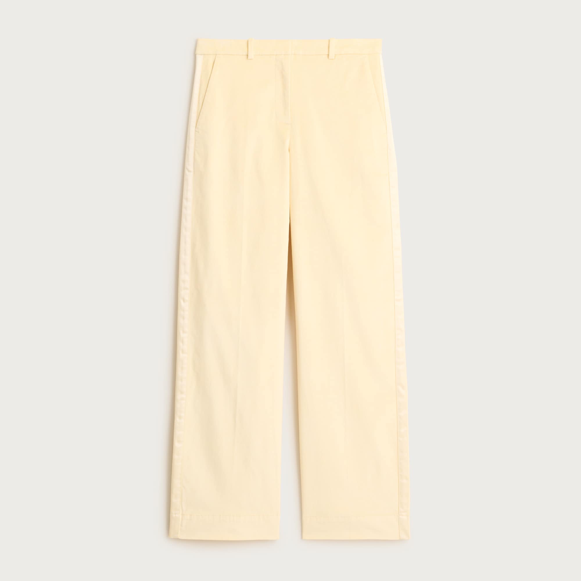 Wide-leg trouser with satin stripe in washed velvet
