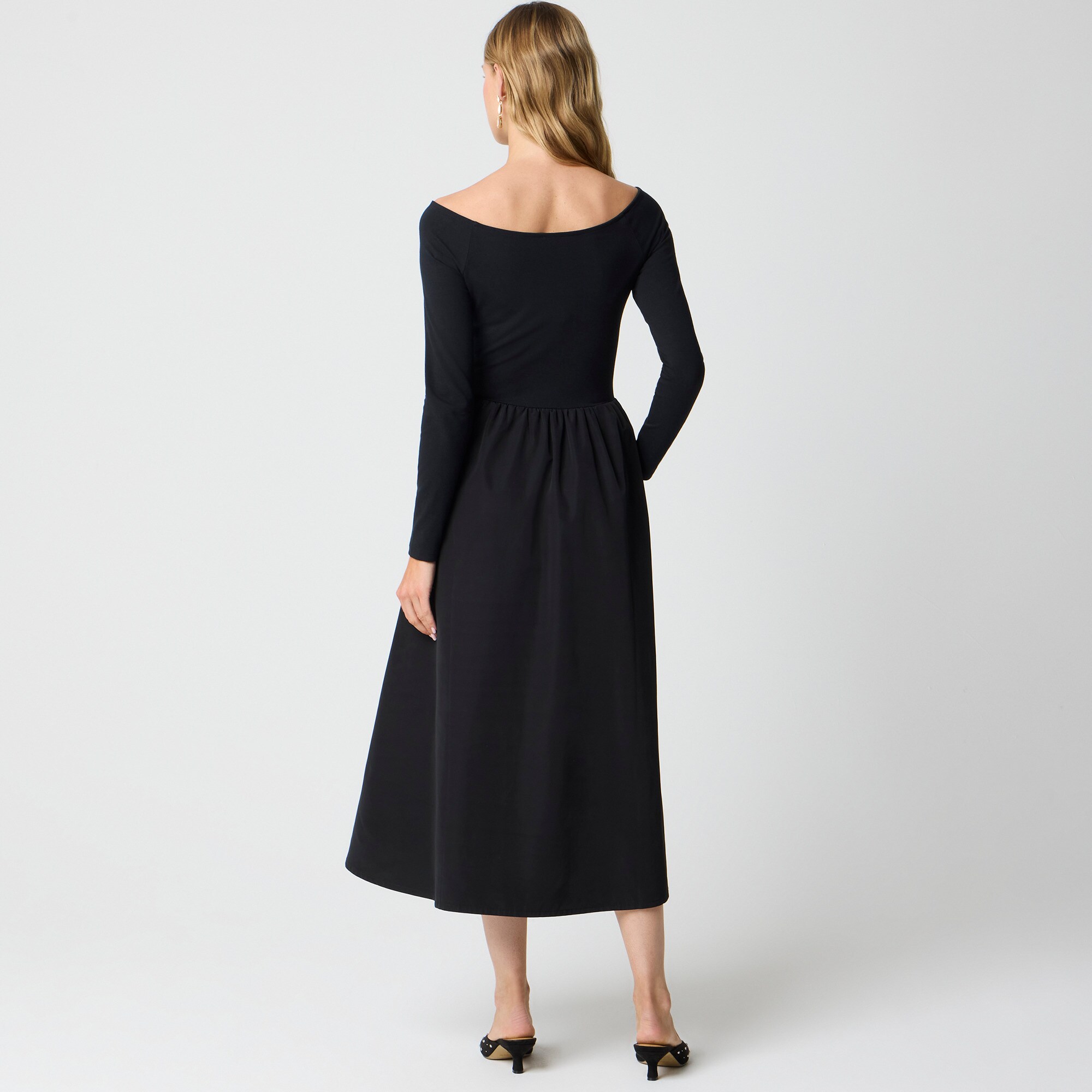 Petite off-the-shoulder knit mixy dress