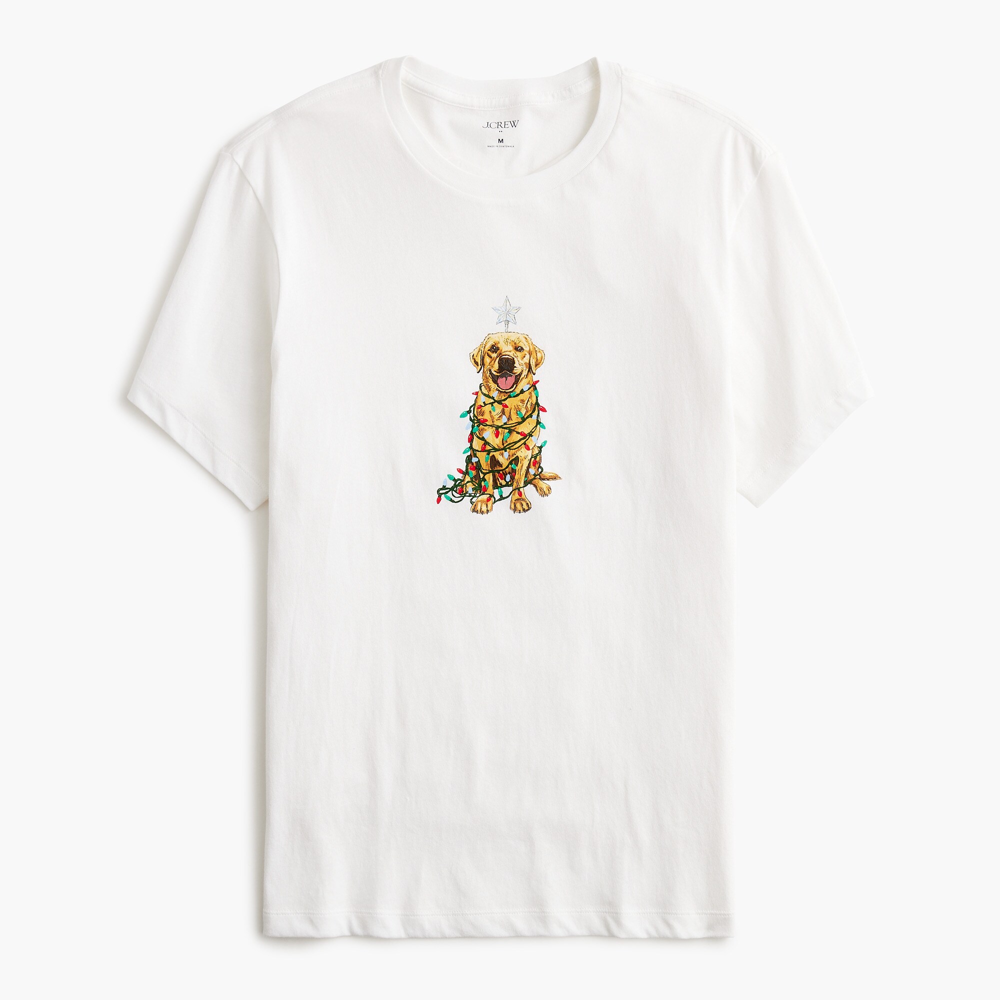 Golden retriever in holiday lights graphic tee