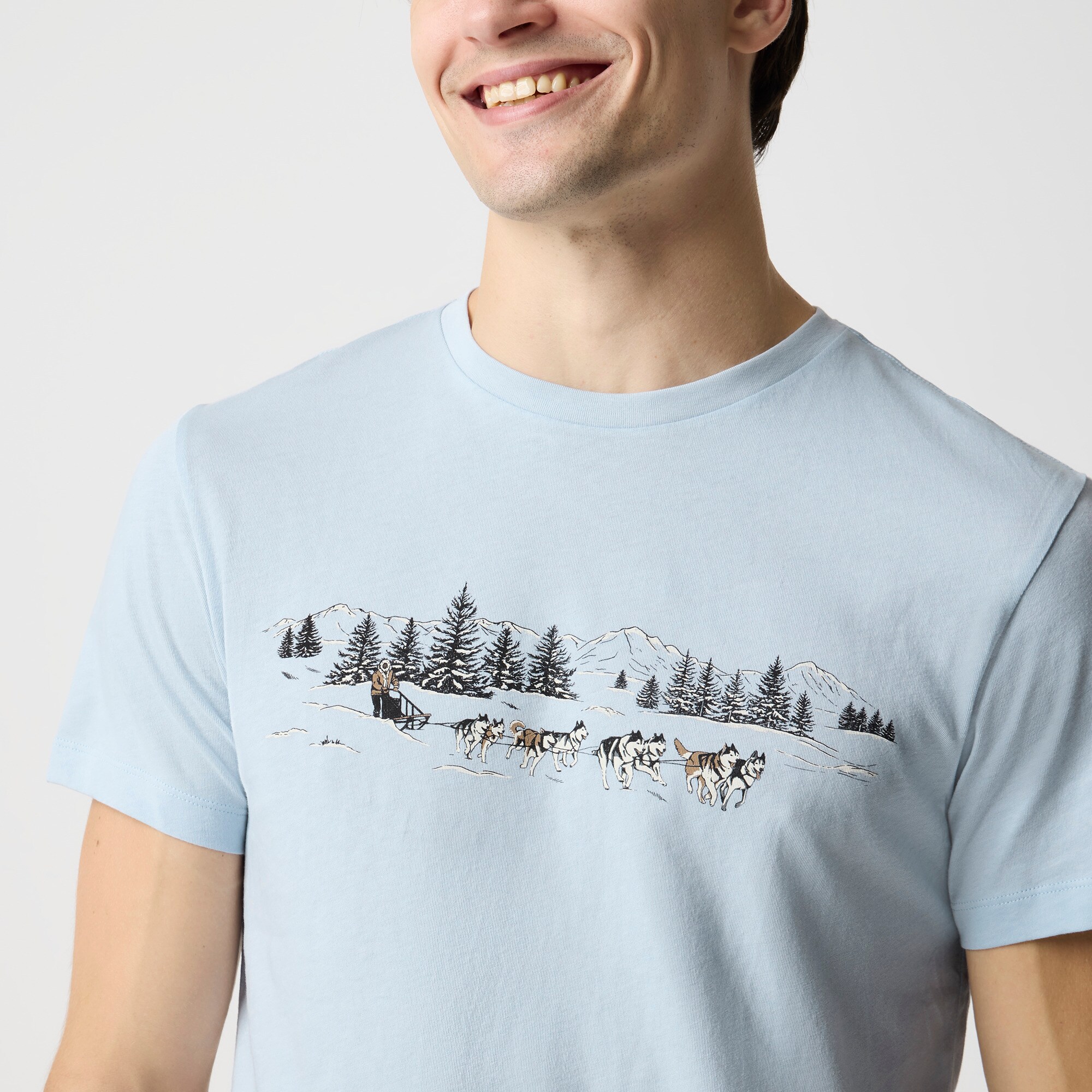 Sled dogs landscape graphic tee