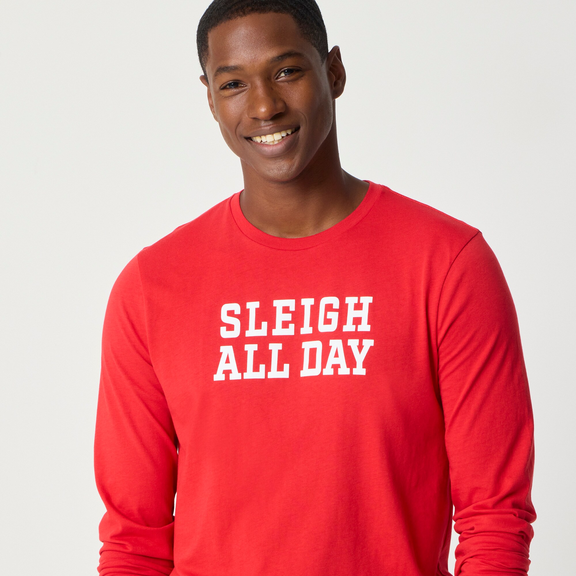 Long-sleeve "Sleigh all day" graphic tee