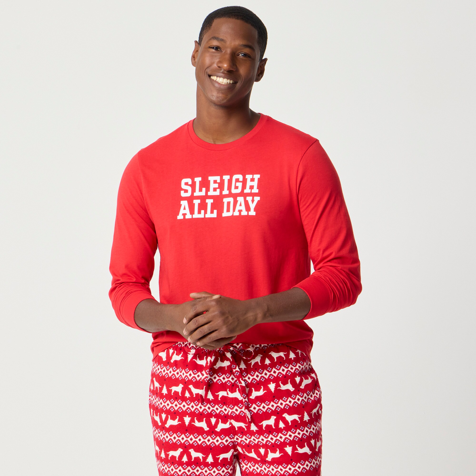Long-sleeve "Sleigh all day" graphic tee