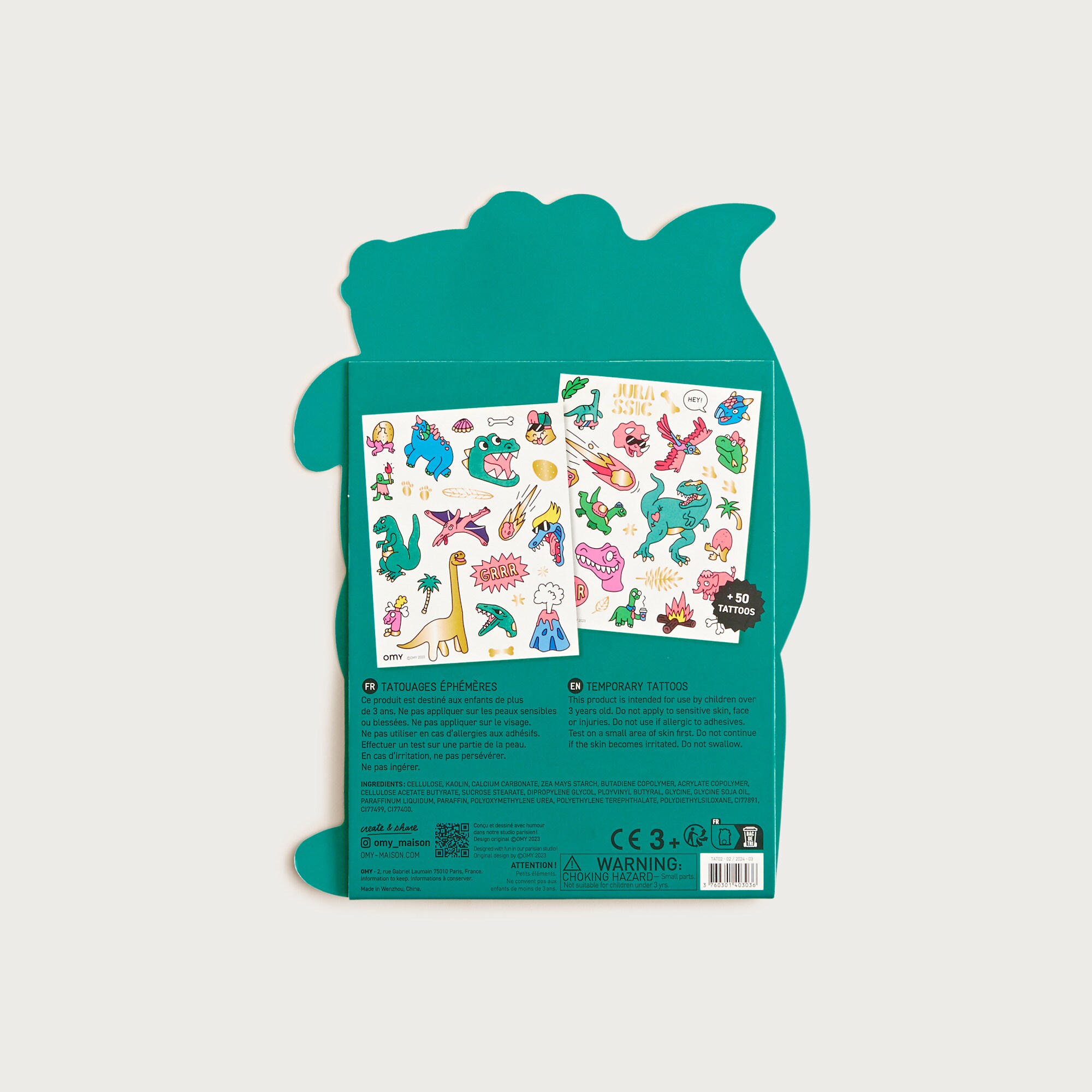 OMY dino temporary tattoos