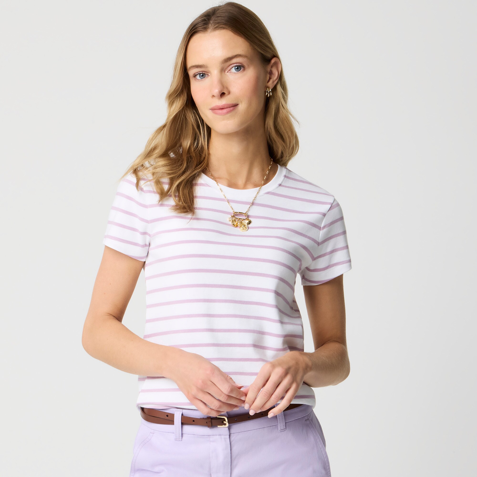 womens Striped Essential short-sleeve crewneck tee