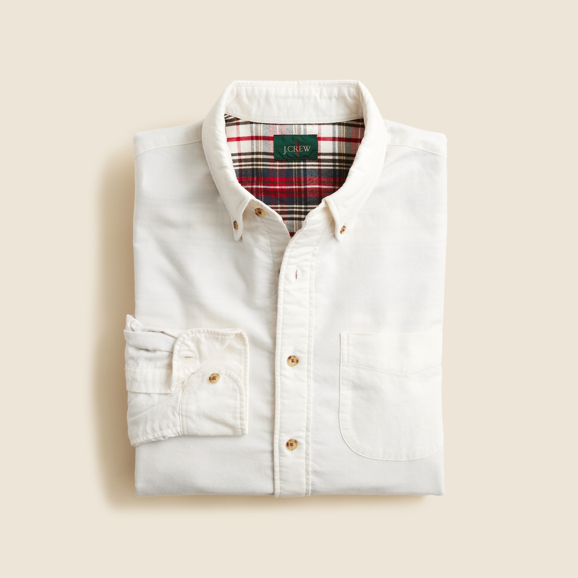 Double-faced brushed cotton oxford overshirt