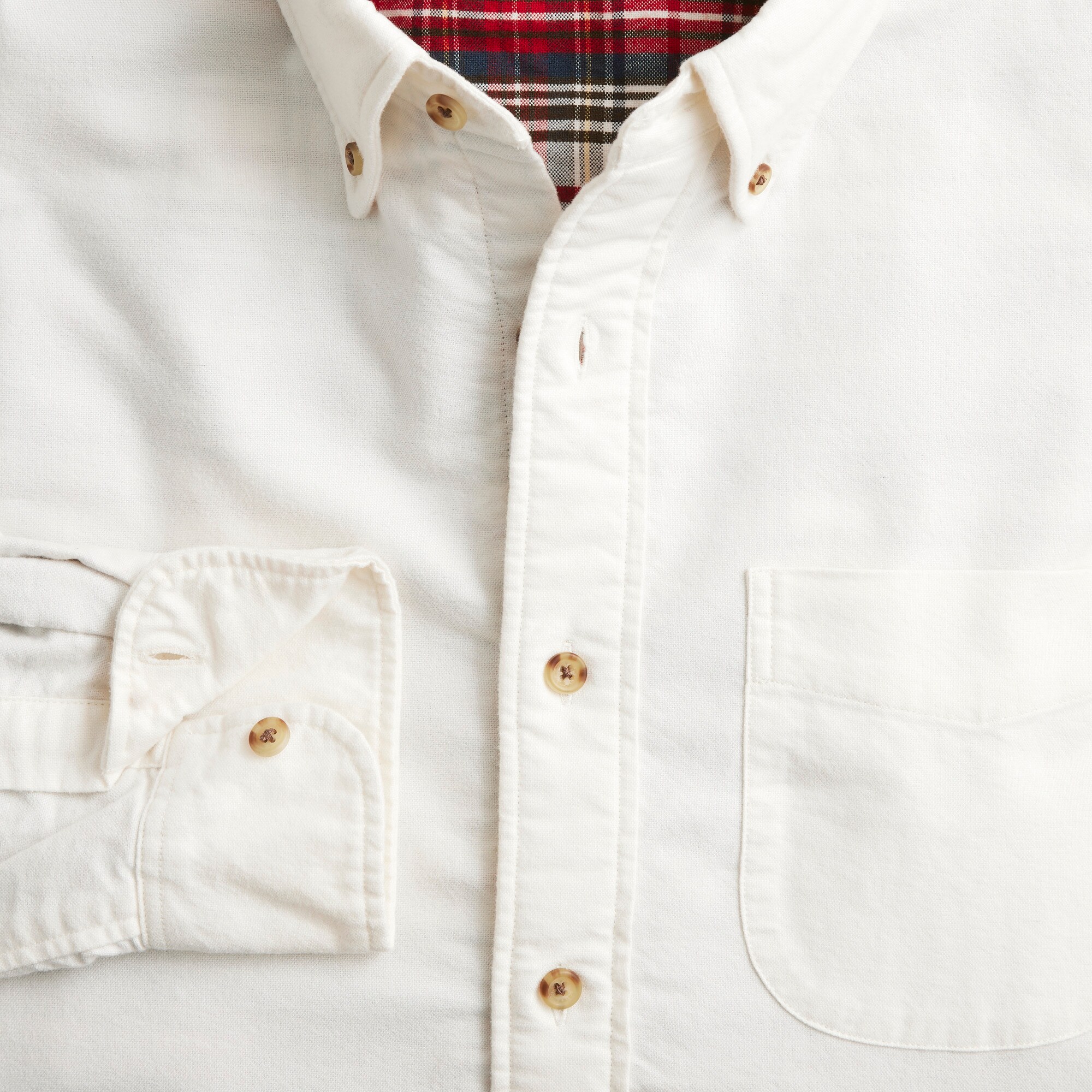 Double-faced brushed cotton oxford overshirt