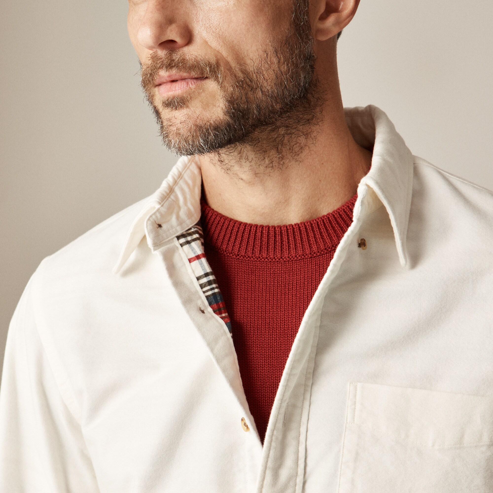 Double-faced brushed cotton oxford overshirt