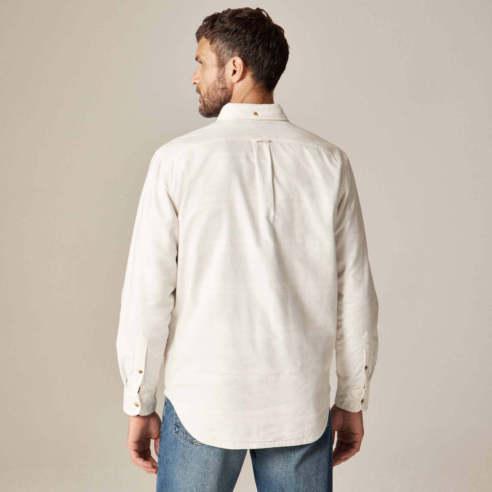 Double-faced brushed cotton oxford overshirt