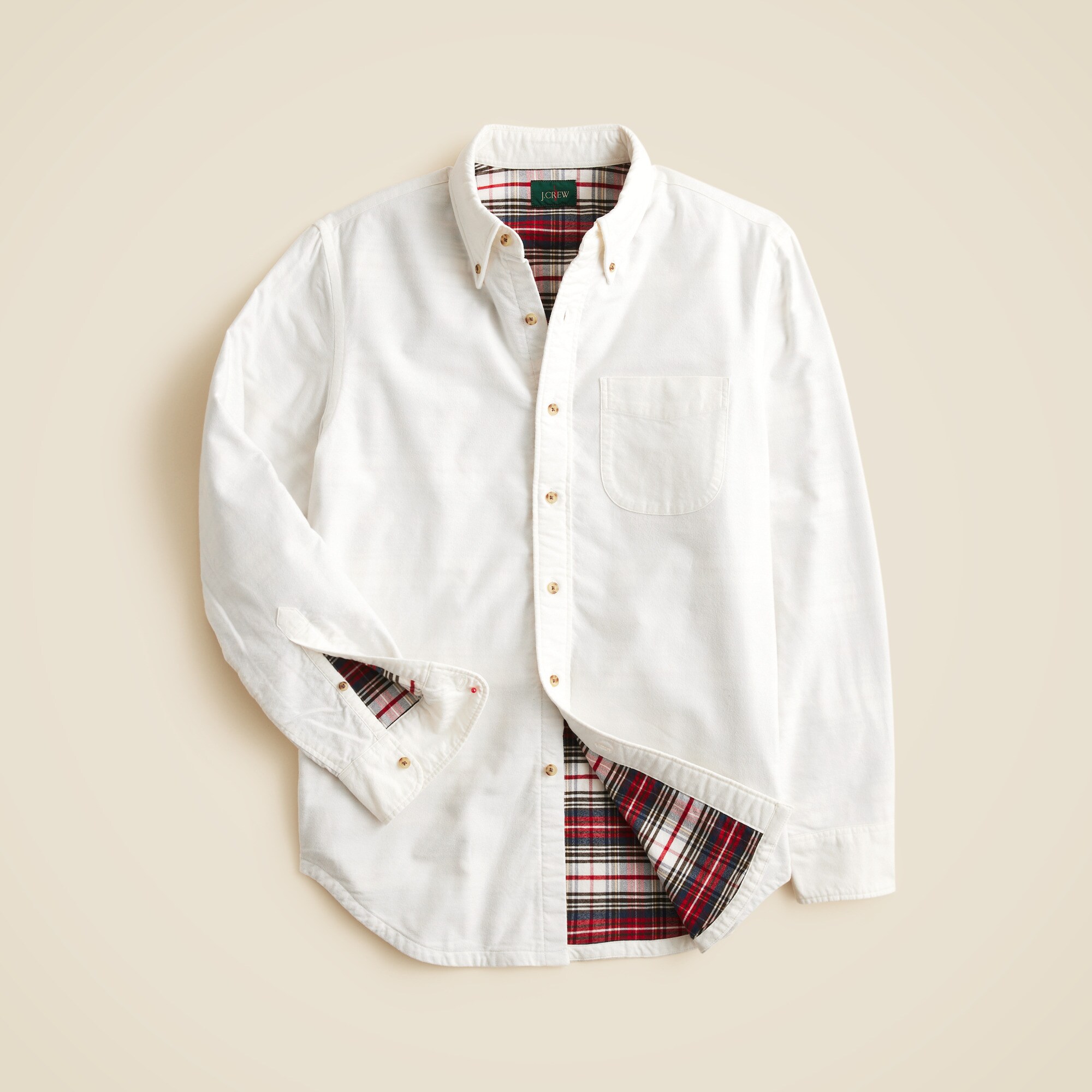 Double-faced brushed cotton oxford overshirt