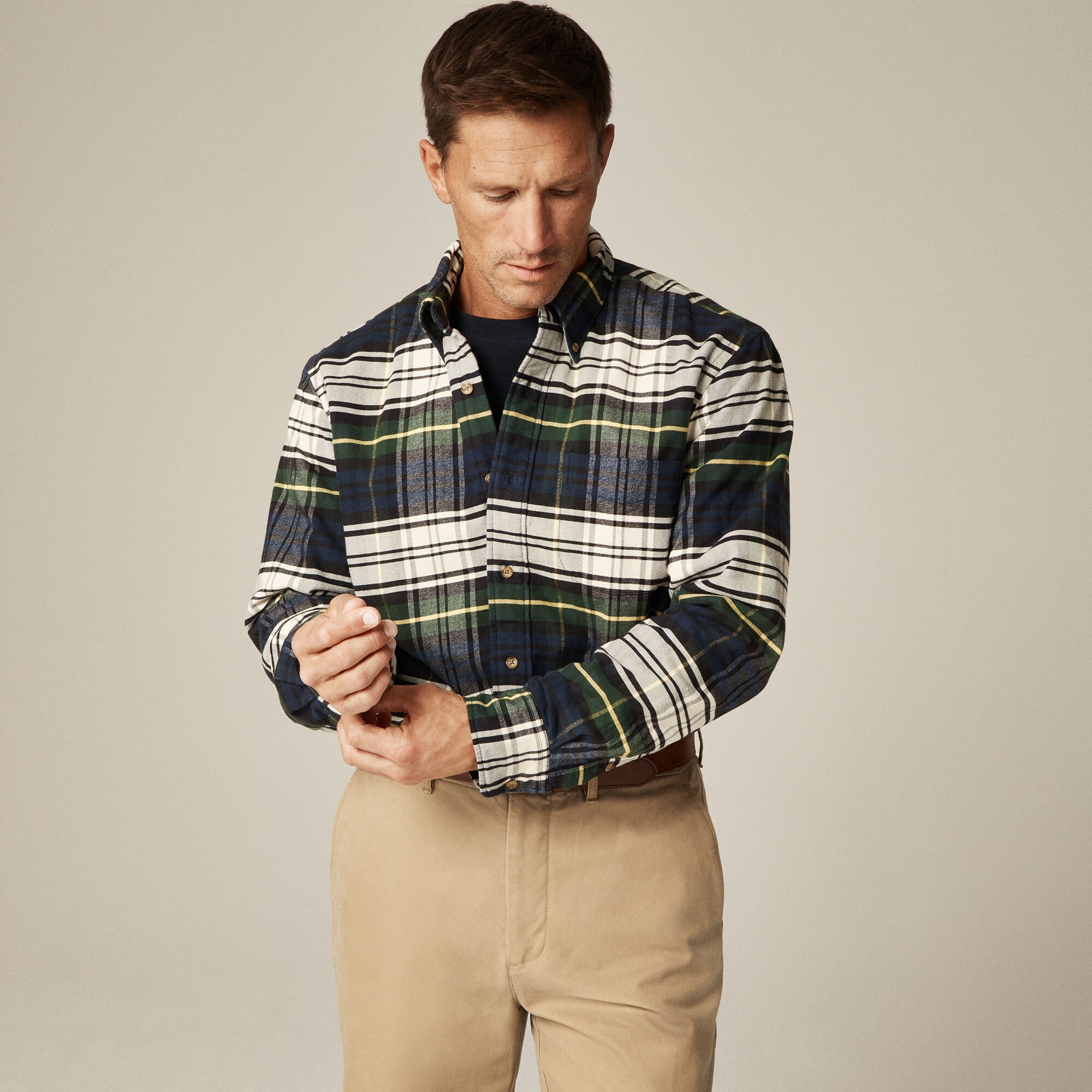 Double-faced brushed cotton oxford overshirt