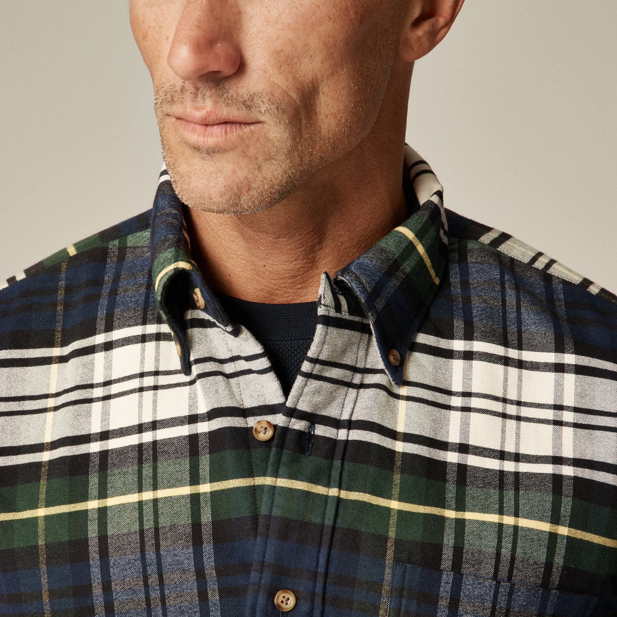 Double-faced brushed cotton oxford overshirt