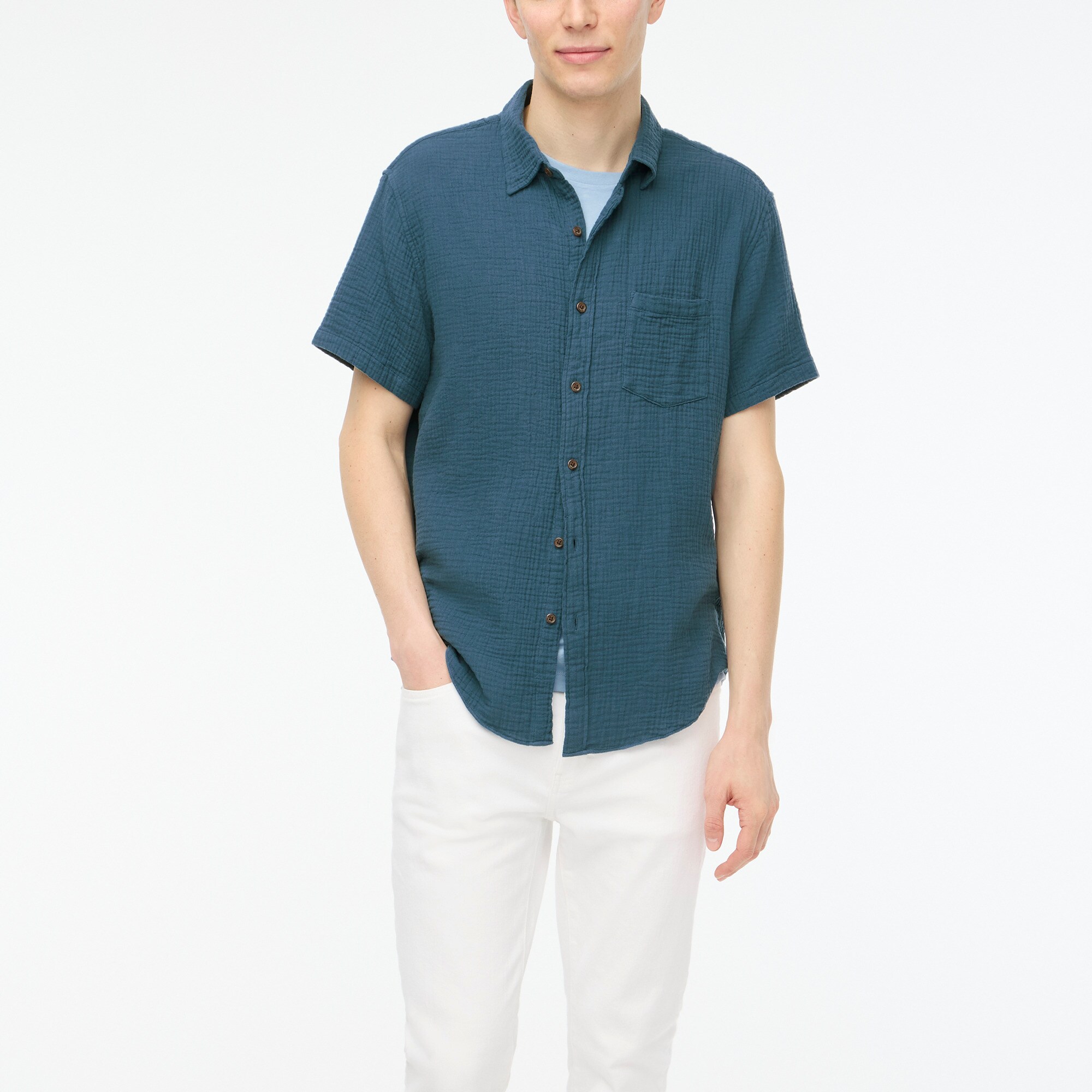Short-sleeve gauze shirt
