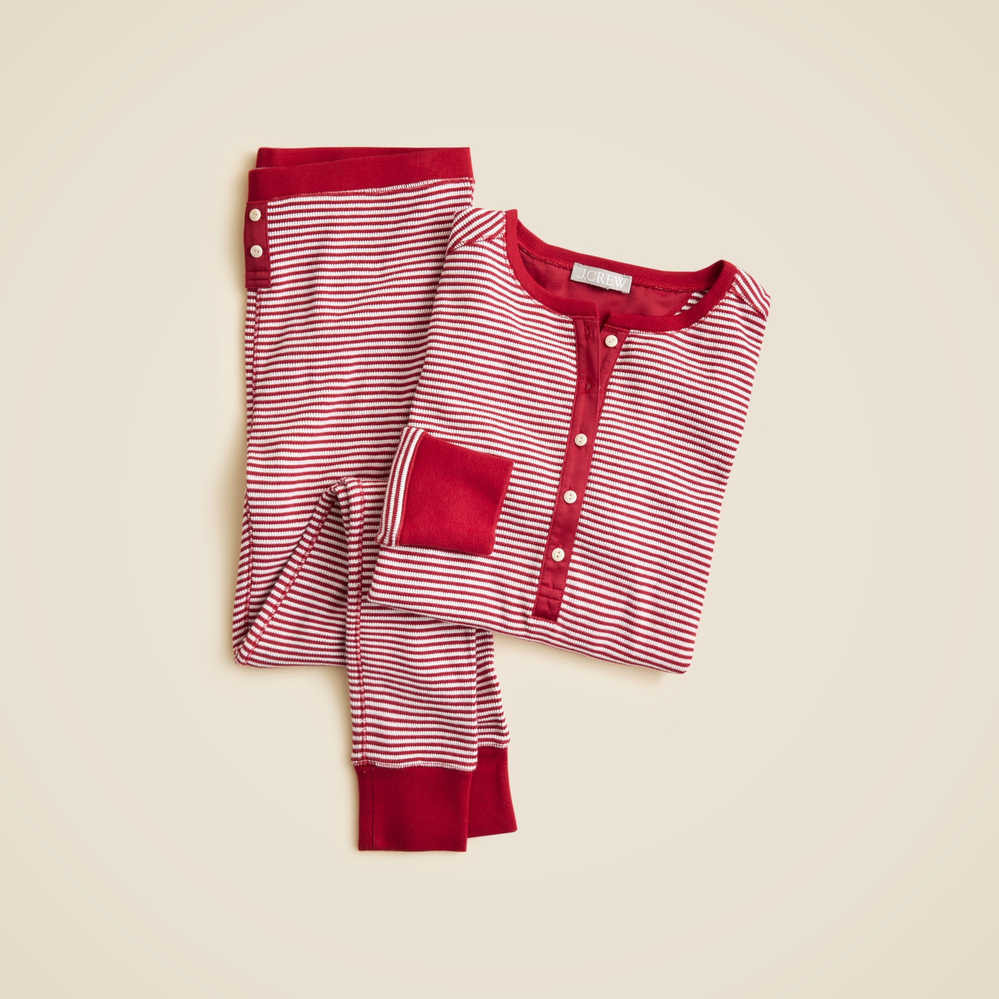 Waffle-knit pajama set in stripe