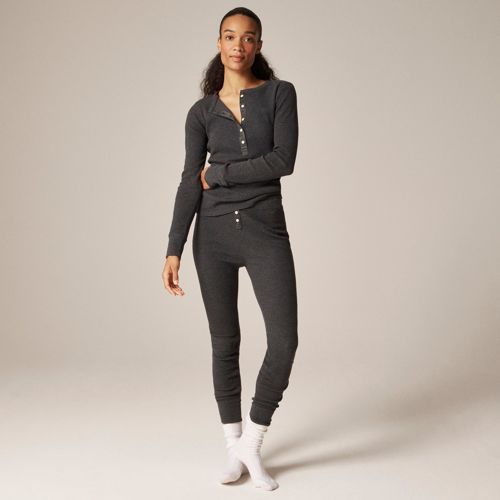 Waffle-knit pajama set