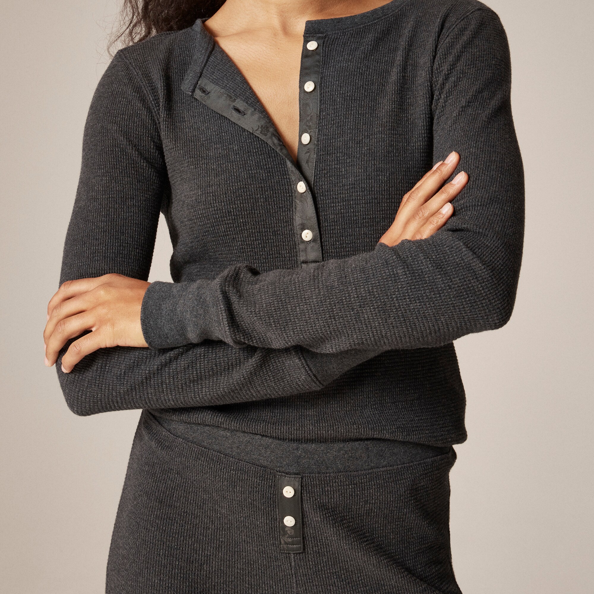 Waffle-knit pajama set