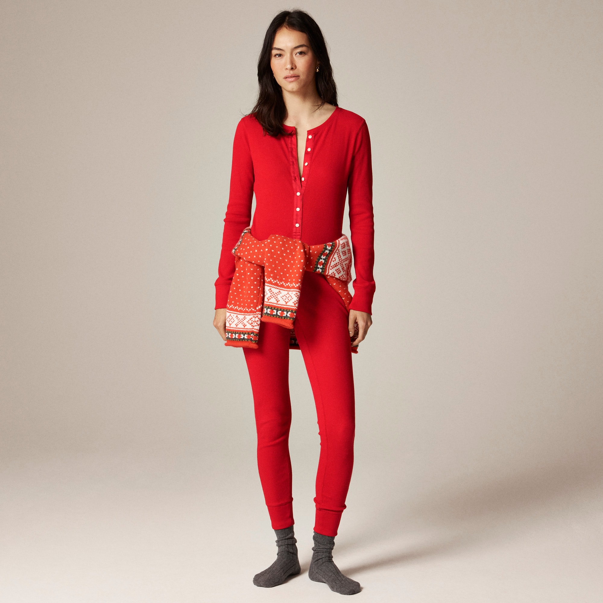  Waffle-knit one-piece