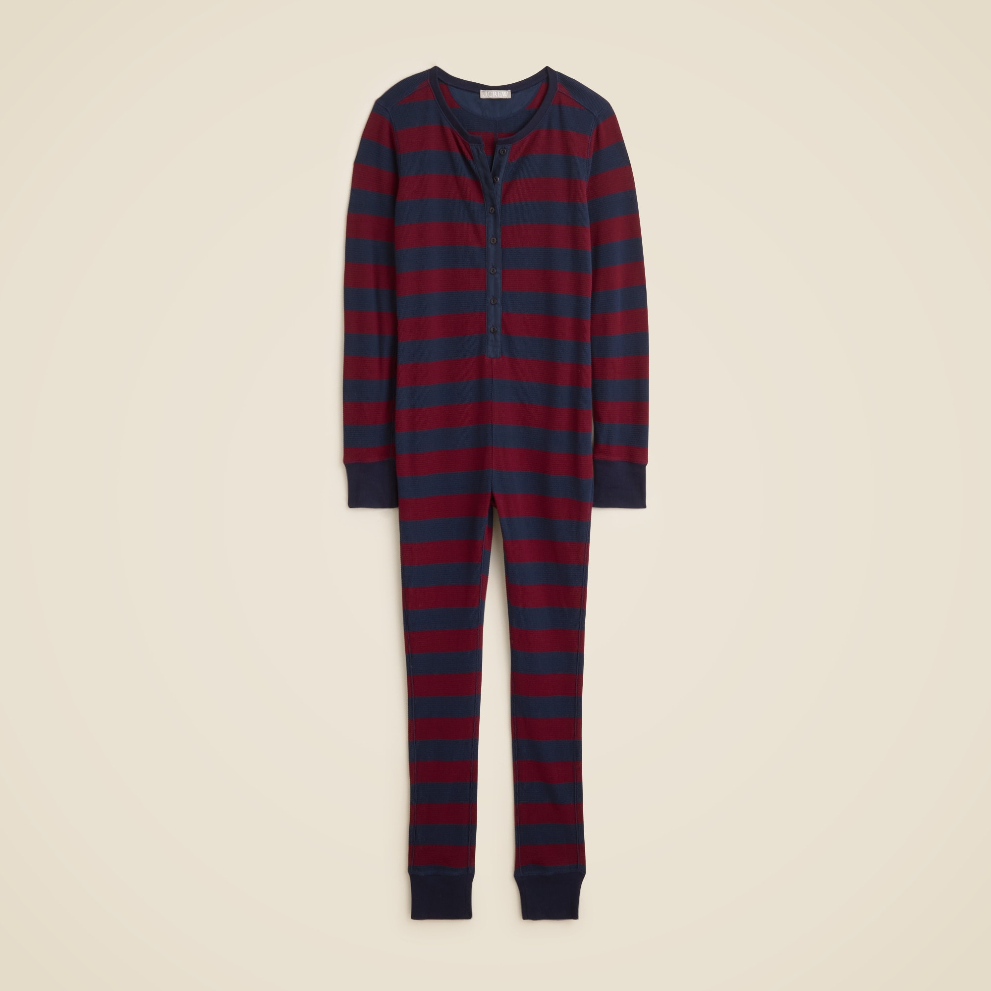 Waffle-knit one-piece in rugby stripe