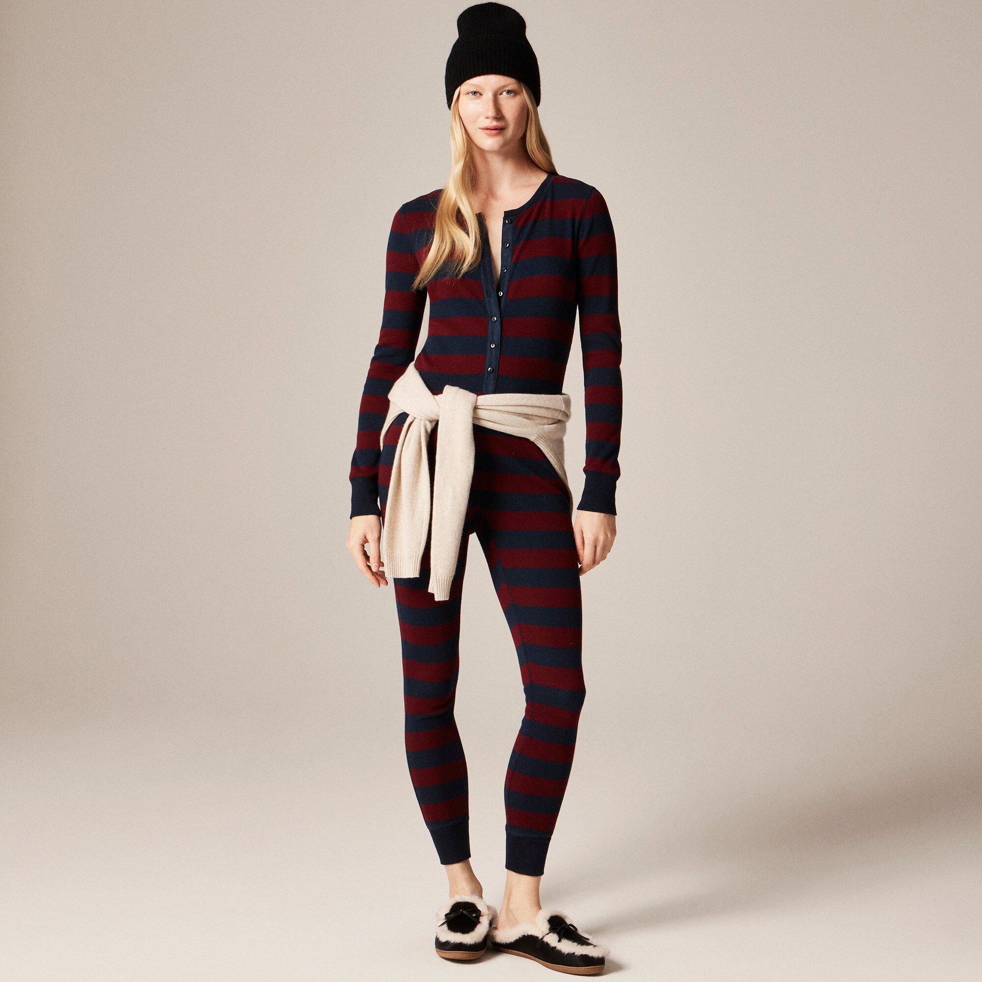Waffle-knit One-piece In Rugby Stripe For Women | J.Crew