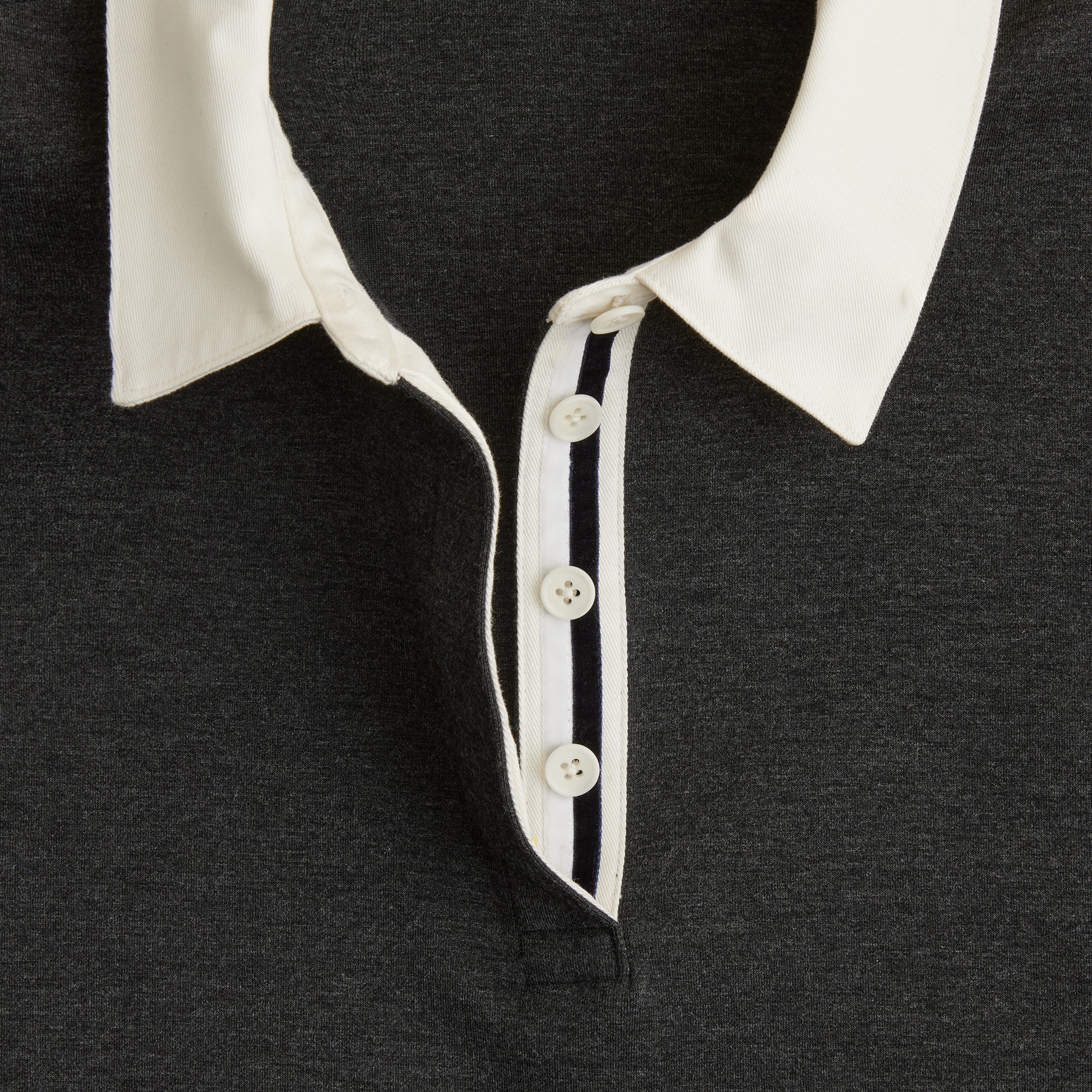 Scuba-knit polo sweatshirt with velvet trim