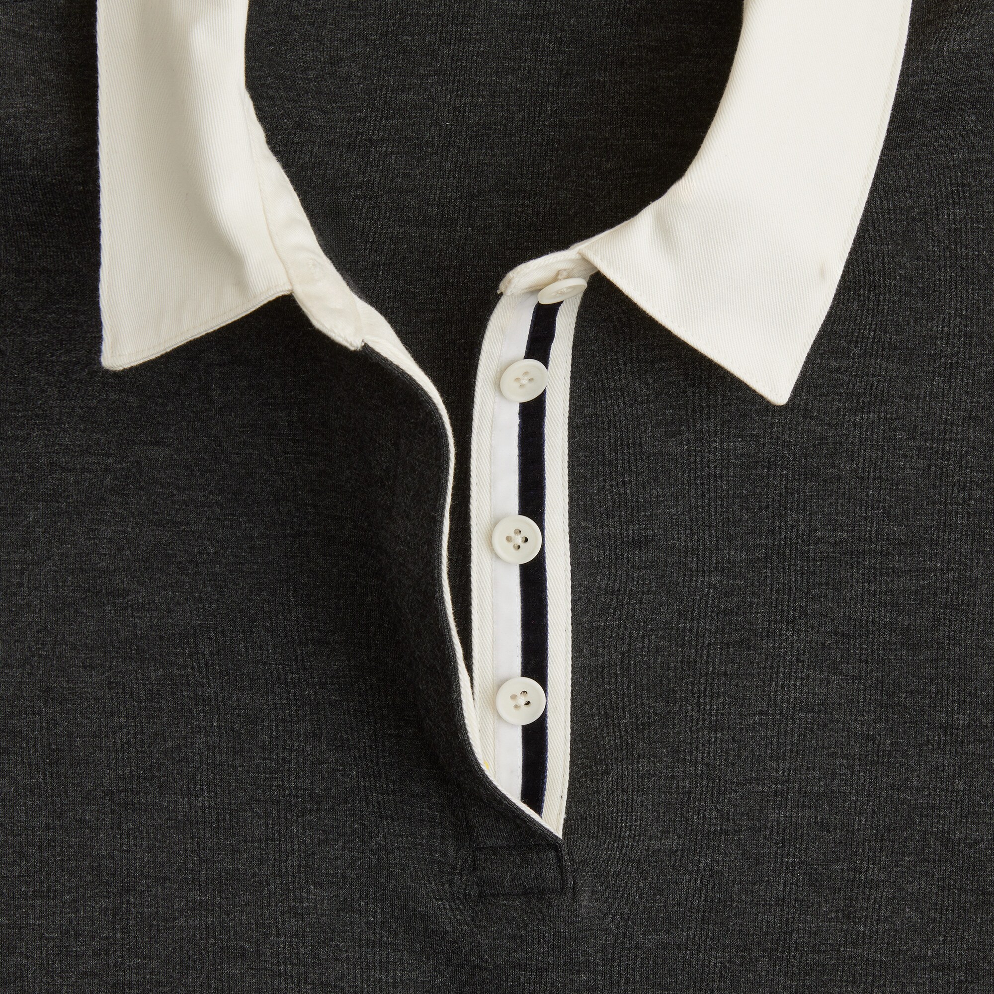 Scuba-knit rugby sweatshirt with velvet trim