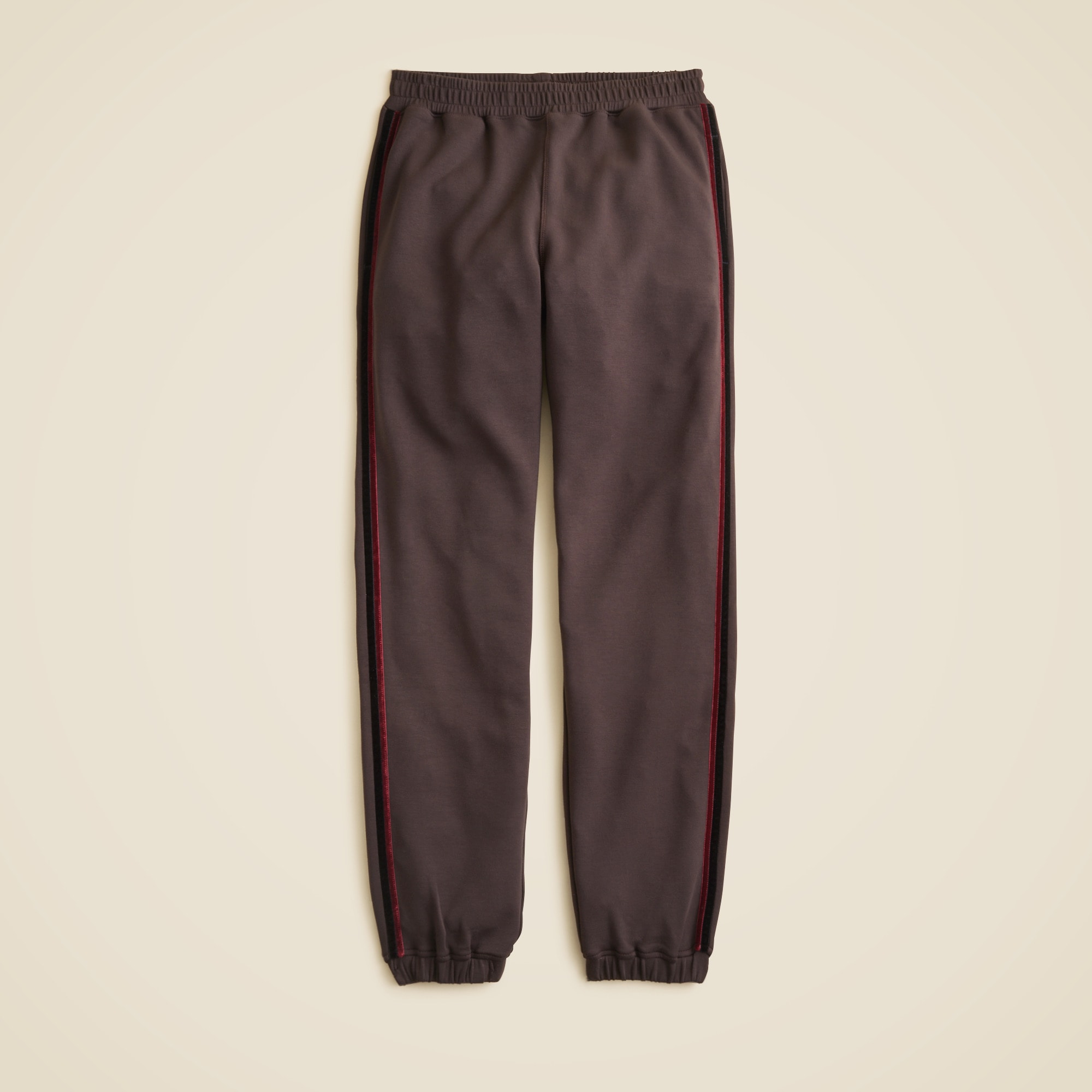 Scuba-knit jogger pant with velvet trim