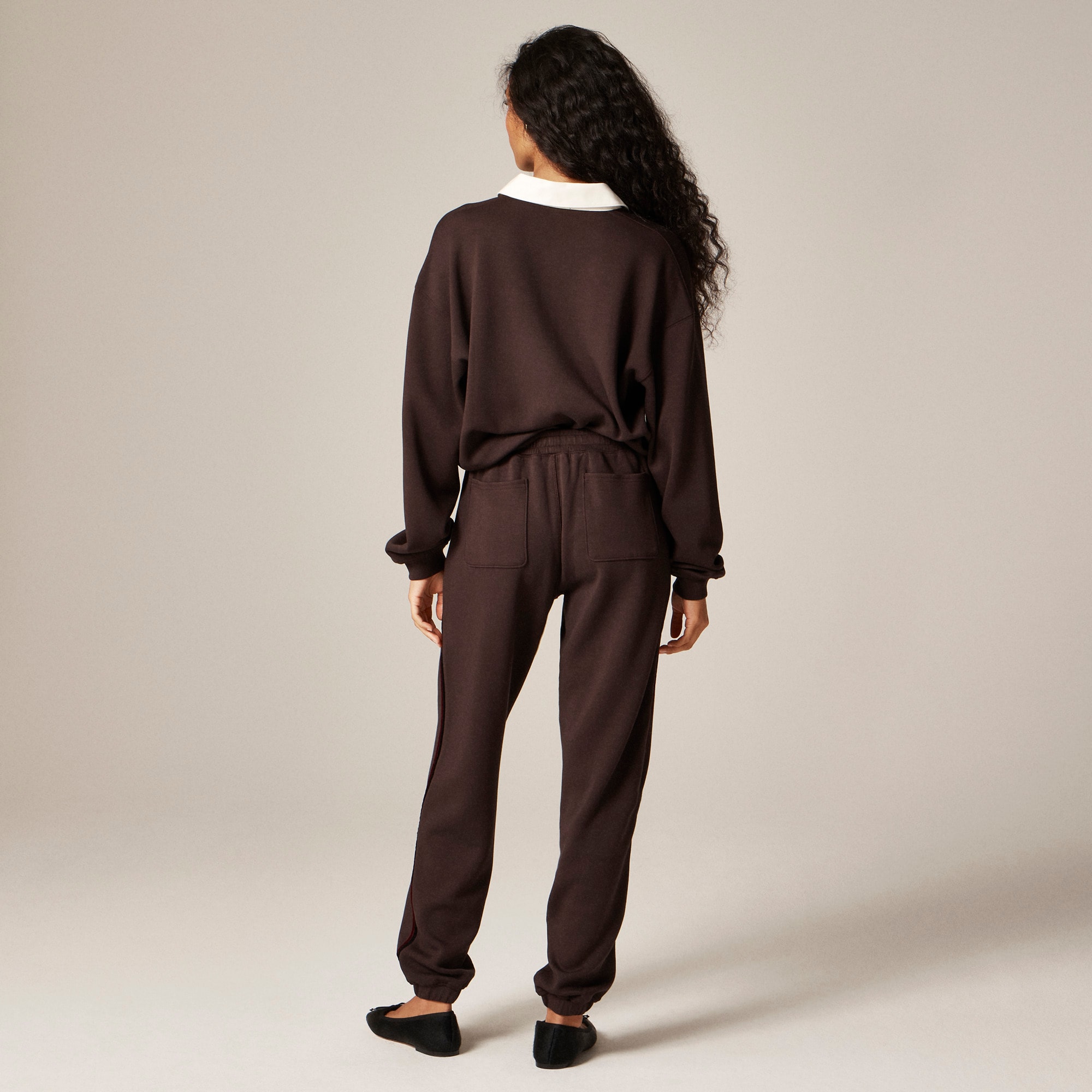 Scuba-knit jogger pant with velvet trim